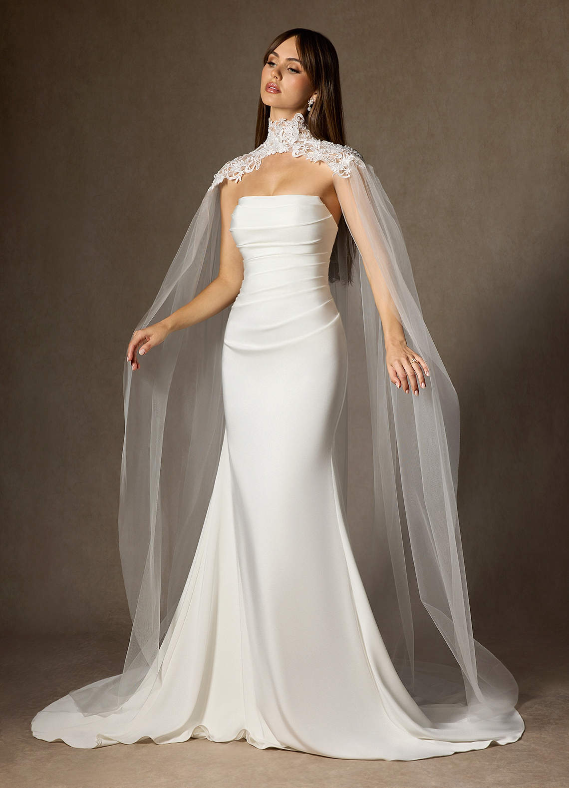 front Embroidered Lace Tulle Cape