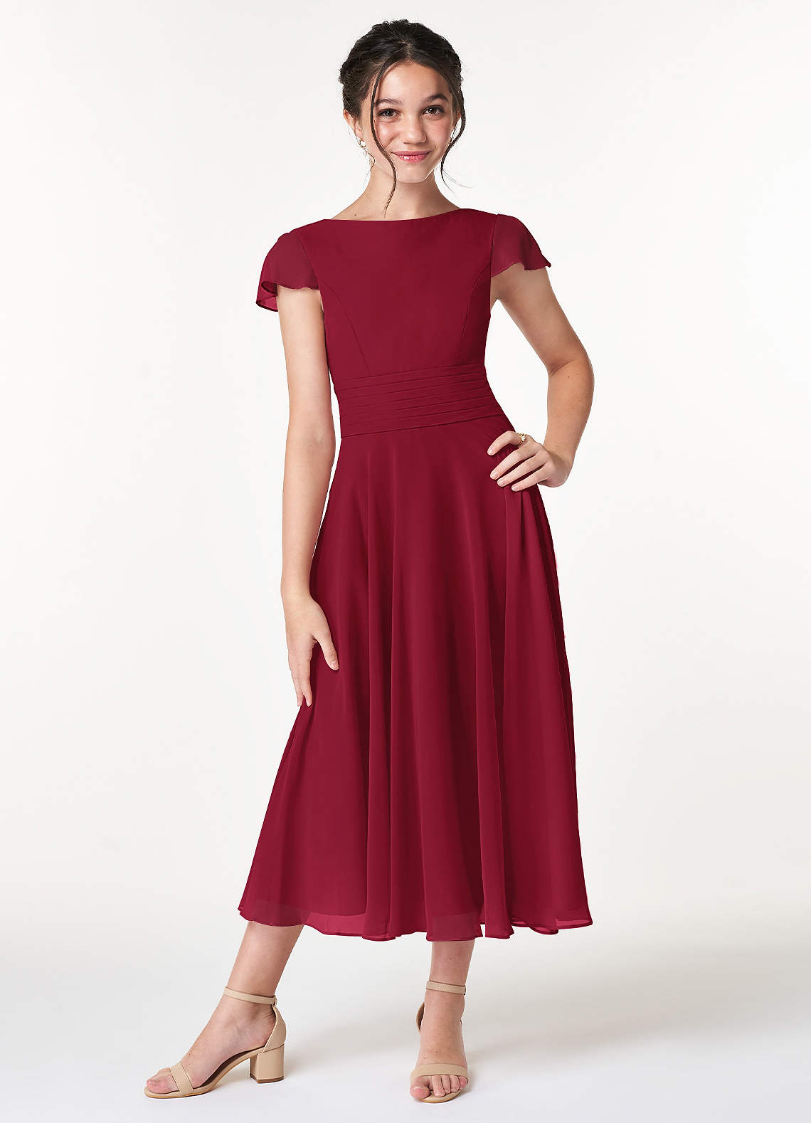 tea length burgundy bridesmaid dresses Azazie Payton Junior 18 Colors Burgundy Dresses + Sets Black Dresses – THANK Color::#18-Dusty Rose