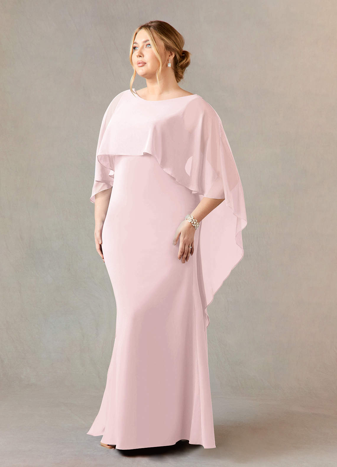 Azazie Dion Mother of the Bride Dresses Blushing Pink Sheath Scoop Stretch Crepe Dress image9