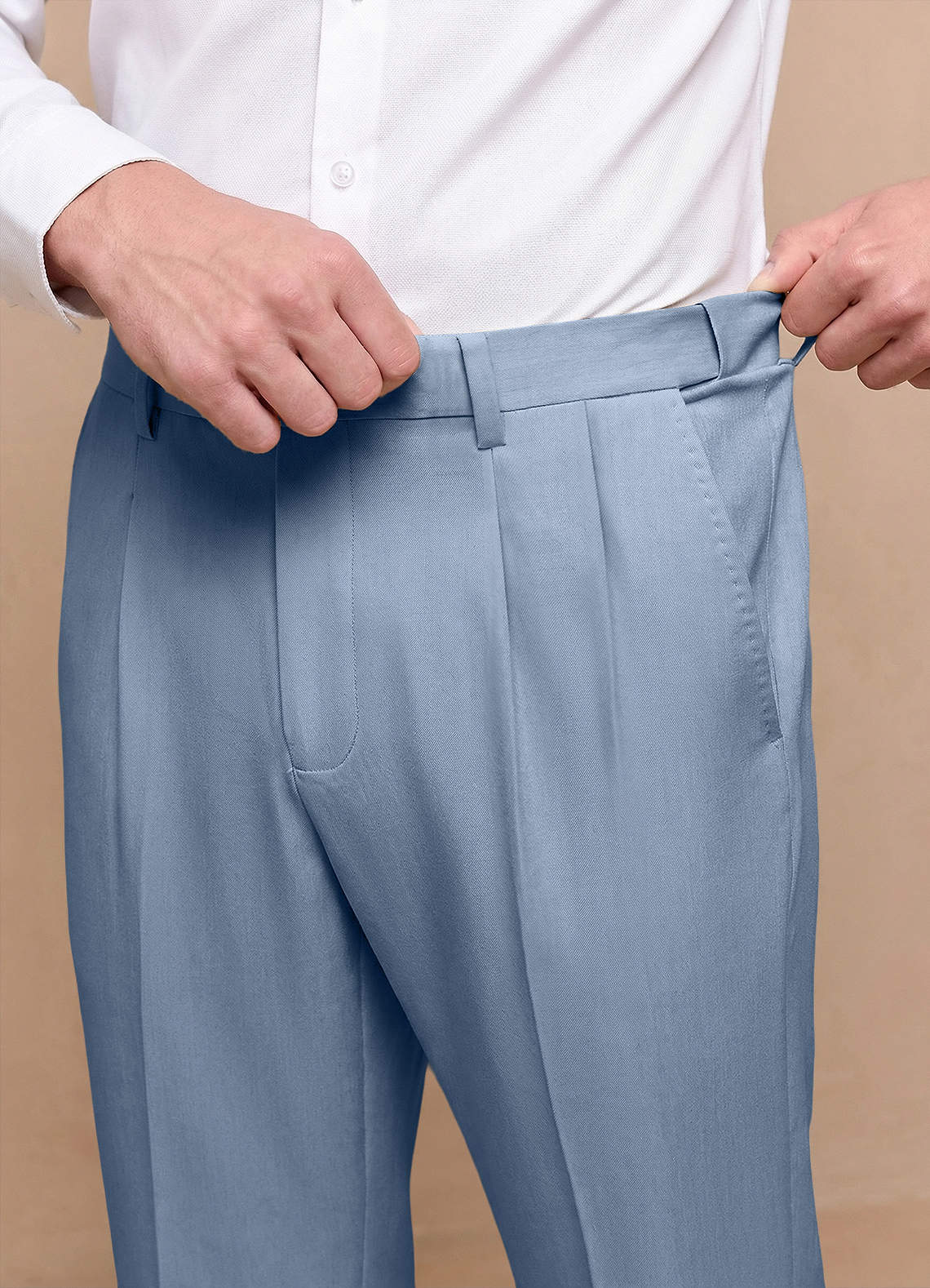 front Owen Dusty Blue Lightweight Tailored Dress Pants