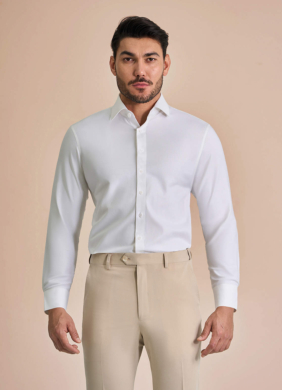 front Jermyn Blanco Camisa de vestir que no necesita planchado