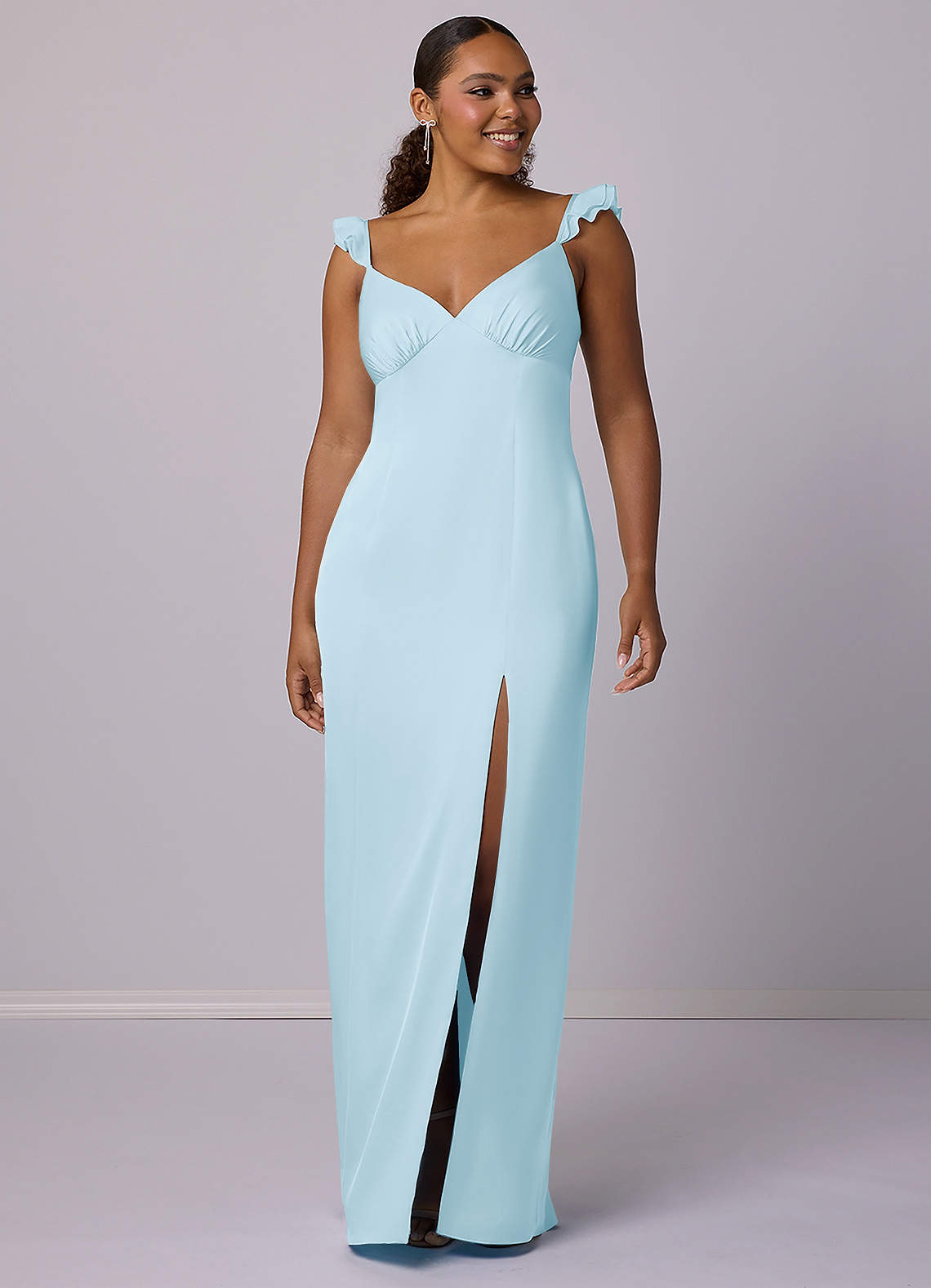 Barbie ♥ Azazie Bridesmaid Dresses Sheath Stretch Satin Floor-Length Dress image7