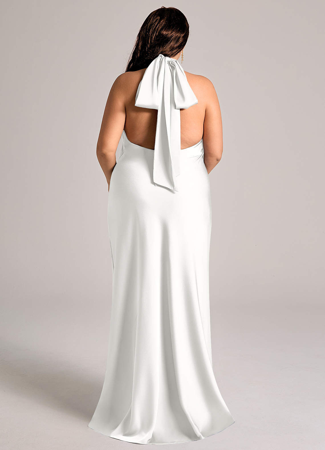 Azazie Velli Brudtärnklänningar Klä av Sjöjungfru i Stretch Satin Hög hals Vit image7