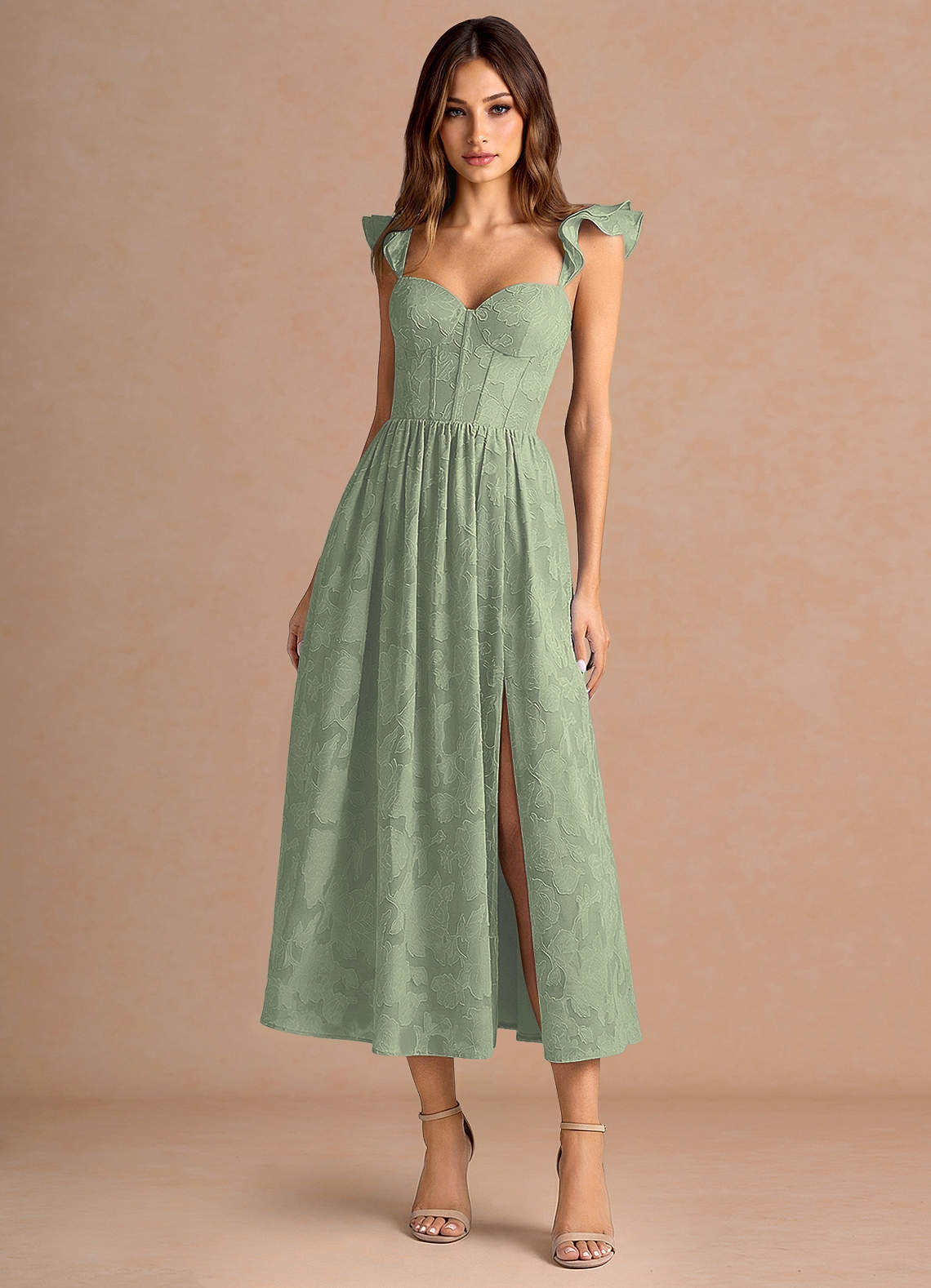 Denisse Agave Green Midi Dress