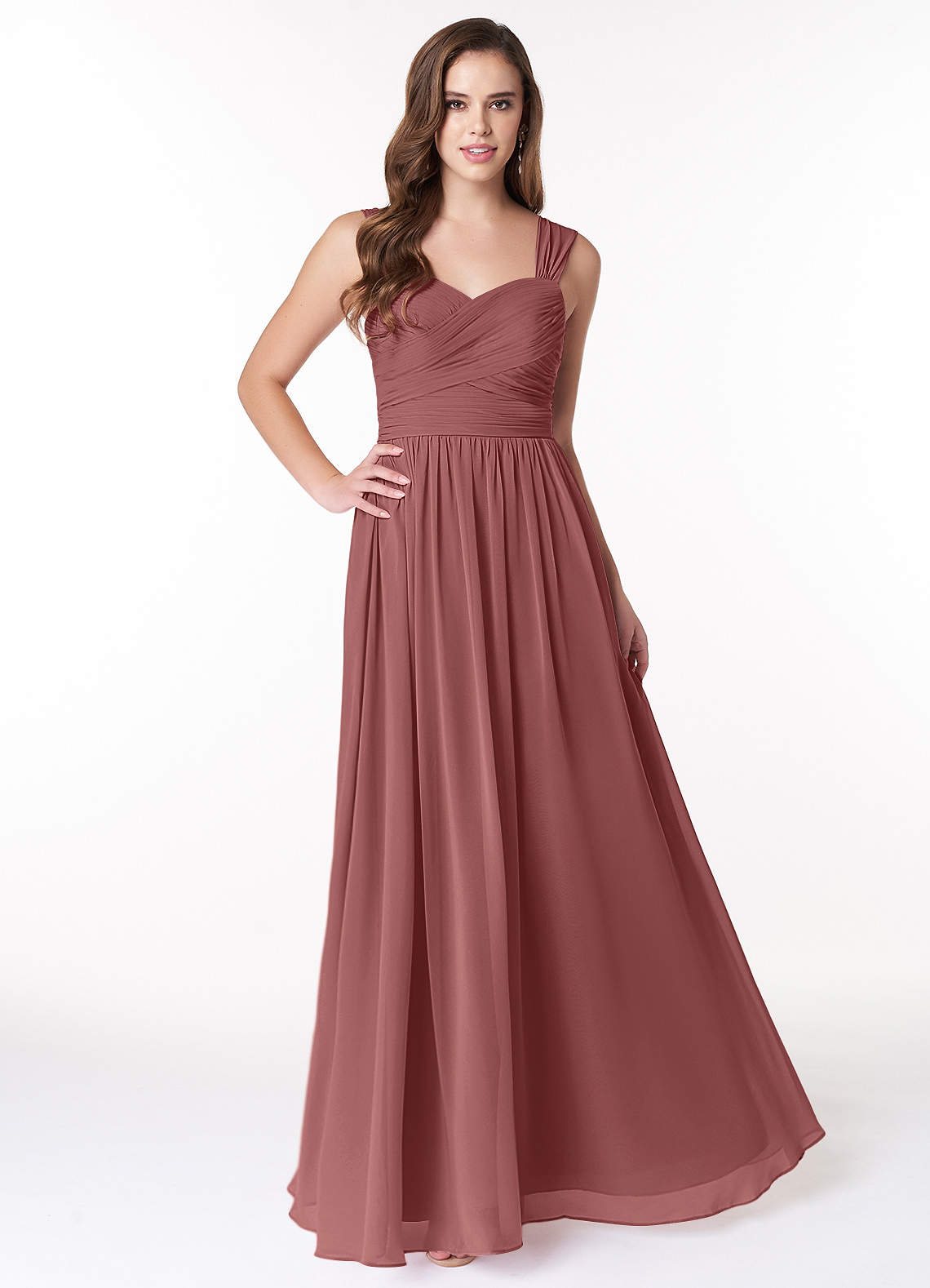 Azazie Zapheira Bridesmaid Dresses Amethyst A-Line Ruched Chiffon Dress image1