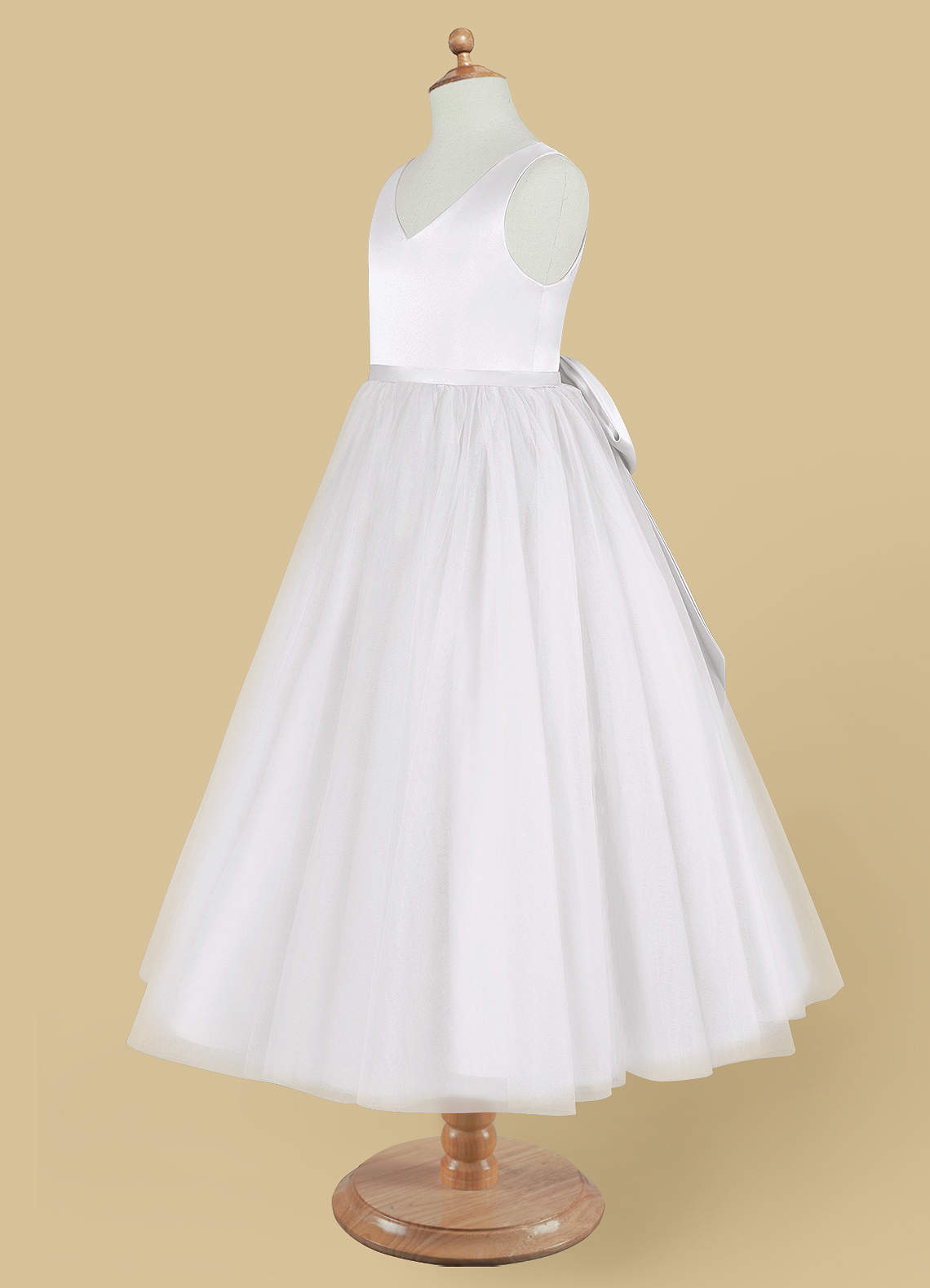 Azazie Marybell Flower Girl Dresses White A-Line Bow Tulle Dress image9