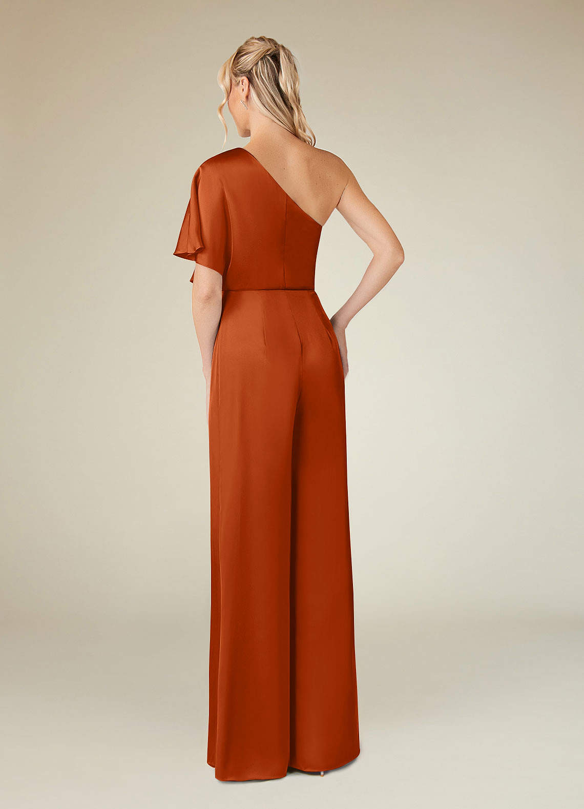 Azazie Hagretta Mère de la mariée Robes Robe Combinaison/Tailleur Pantalon en Satin extensible Orange Brûlée image1