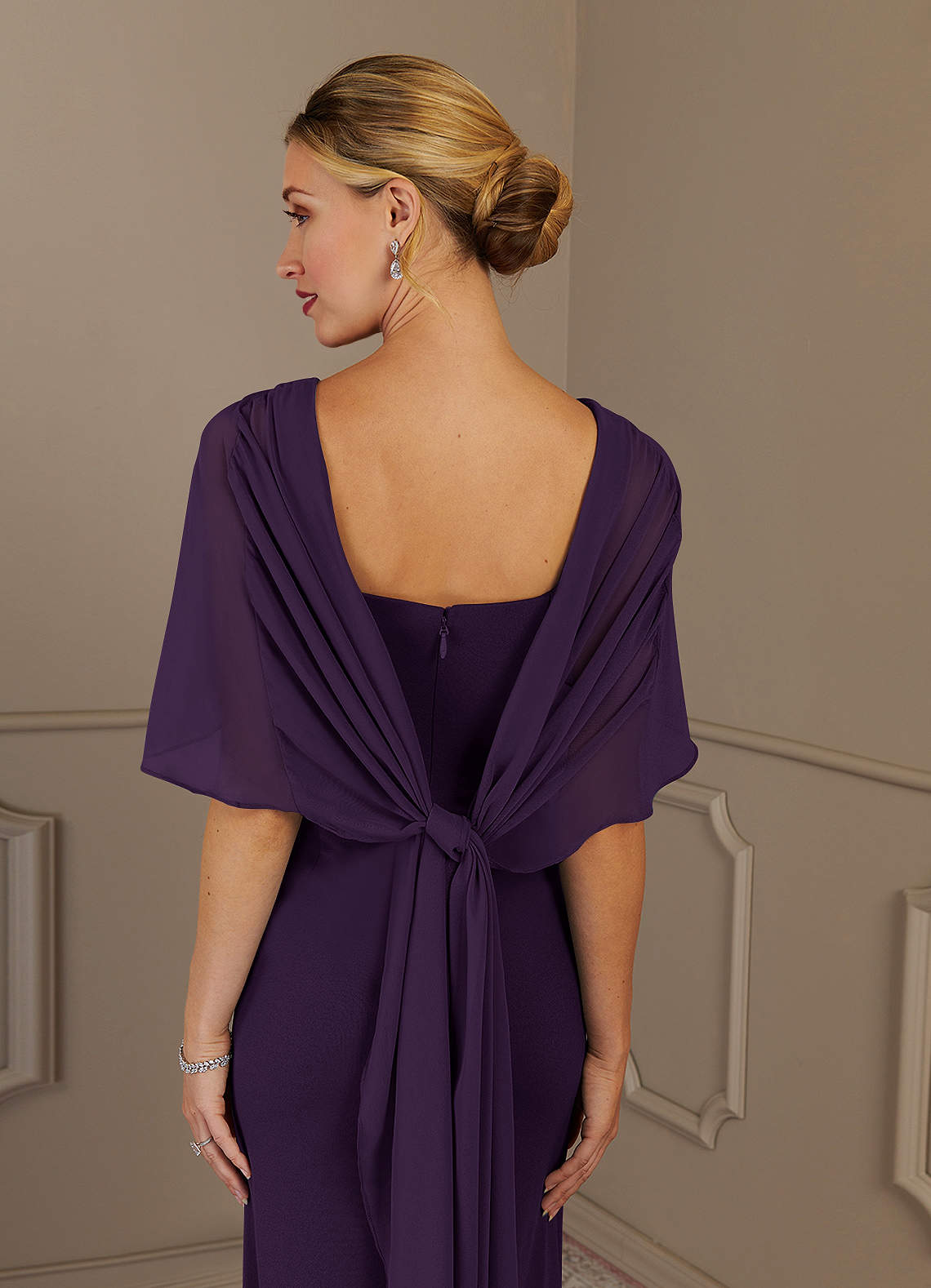 Azazie Dion Mother of the Bride Dresses Plum Sheath Scoop Stretch Crepe Dress image6