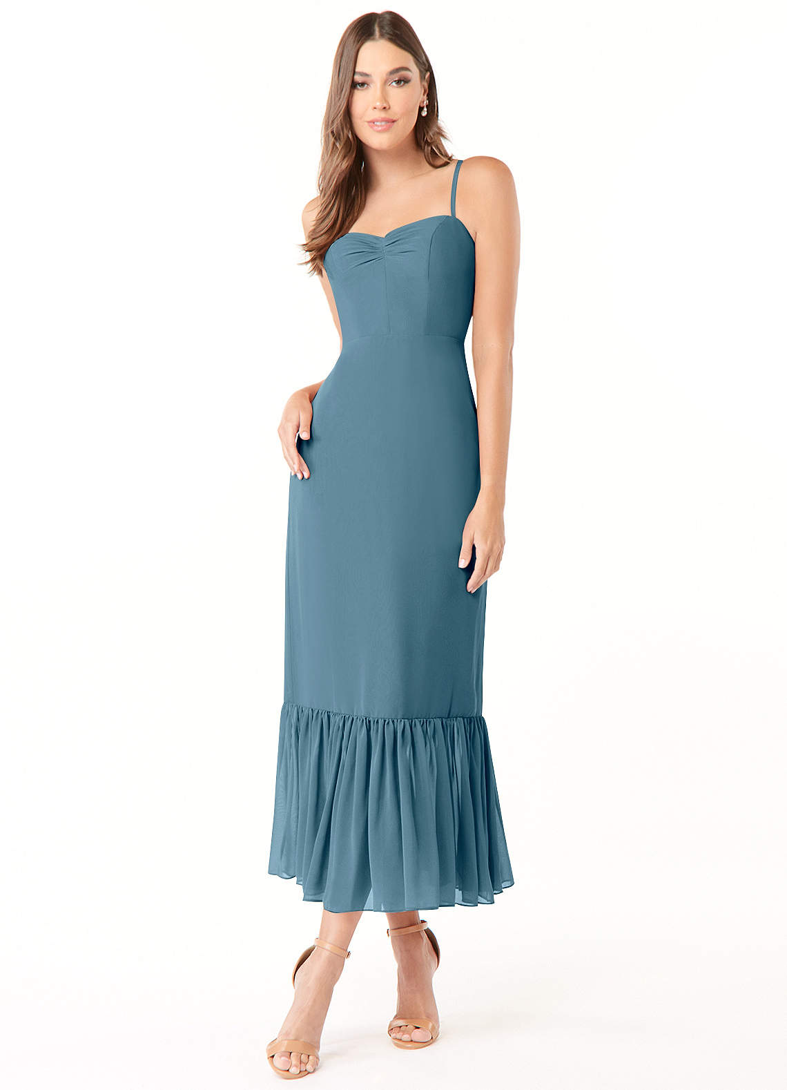 Azazie Justina Bridesmaid Dresses Bermuda A-Line Sweetheart Neckline Chiffon Dress image1