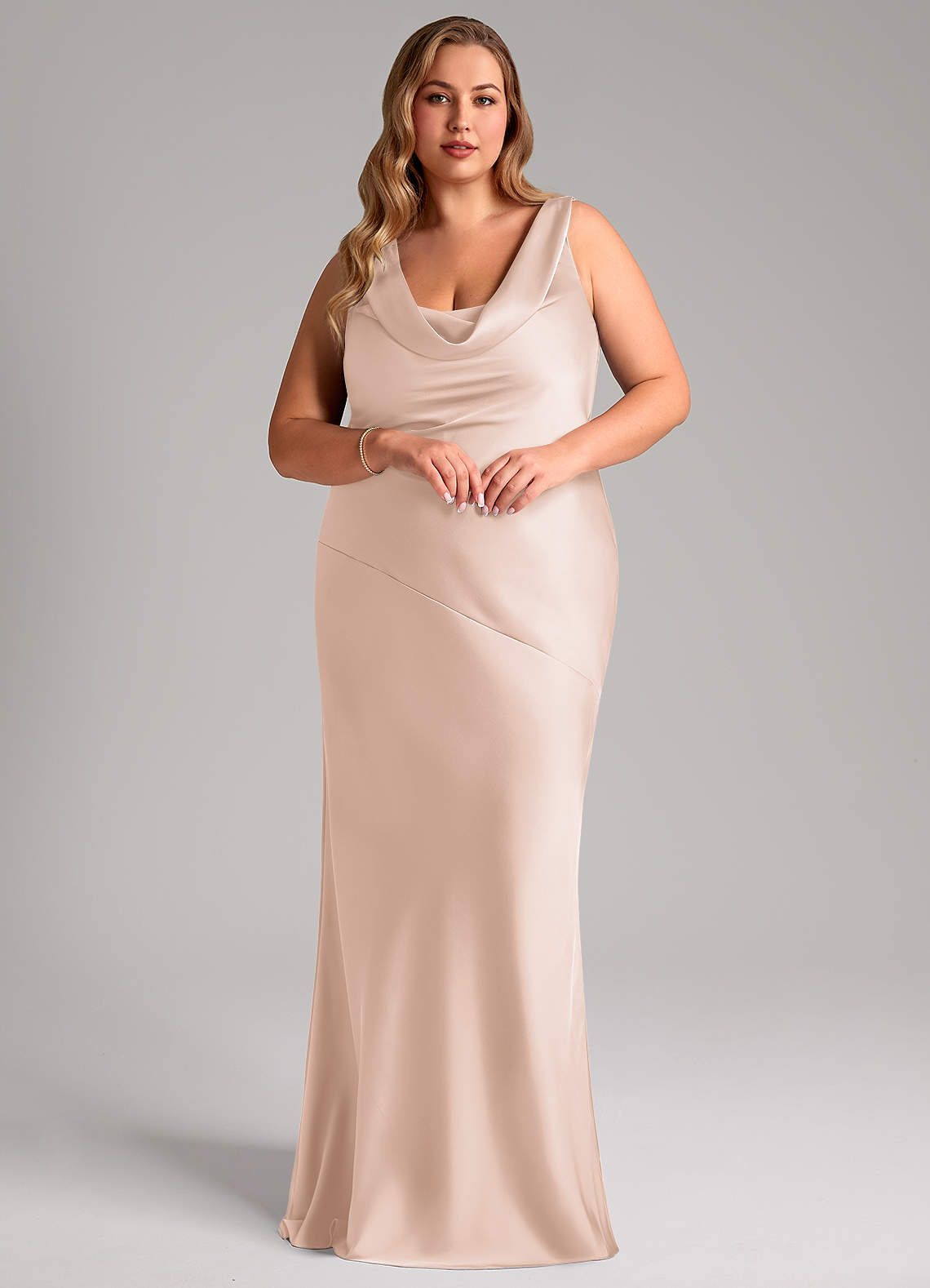 Azazie Rylina Vestidos de madrinha de casamento Vestir Rosa Corado de Cetim elástico de sereia image8