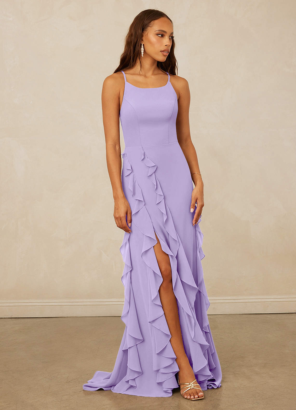 Christian Siriano Bridal for Azazie 1006 Bridesmaid Dresses Lilac Mermaid Ruched Chiffon Dress image1