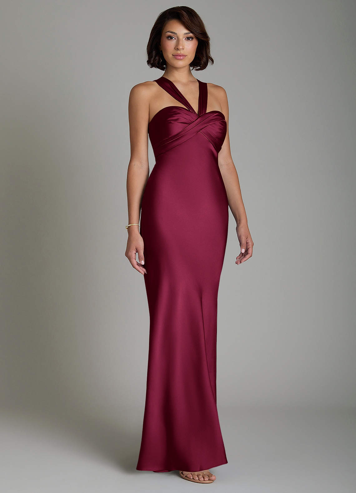 red and gray bridesmaid dresses Azazie Mermaid Sweetheart Floor-Length Stretch Satin blueandgreendress Available in Ruby Red Size:13 1/2 REG Mother of the Bride