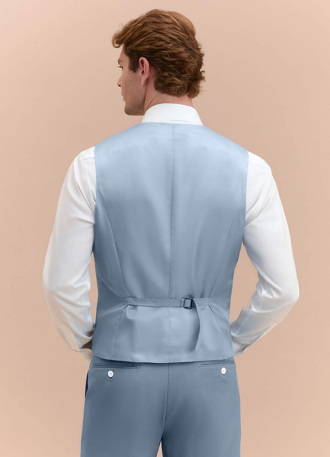 James Dusty Blue Structured Stretch Suit Vest | Classic Short Suit Vests |  Azazie