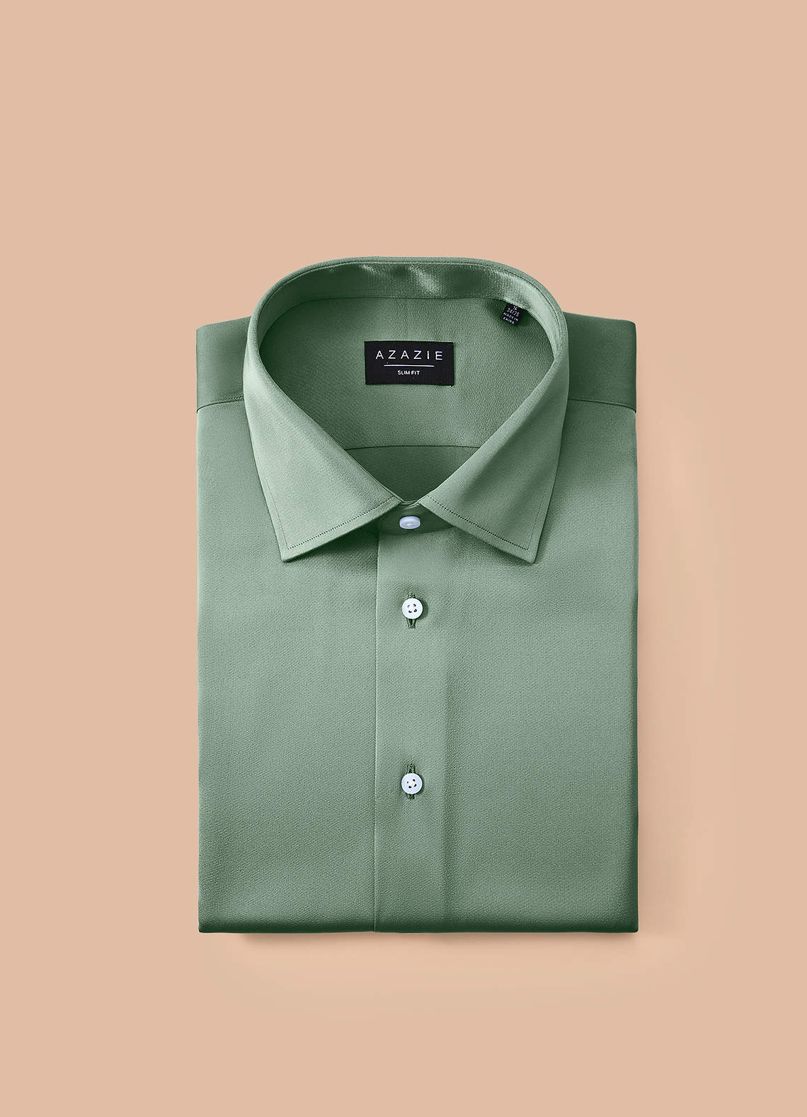front Julian Matcha Stretch Satin Dress Shirt