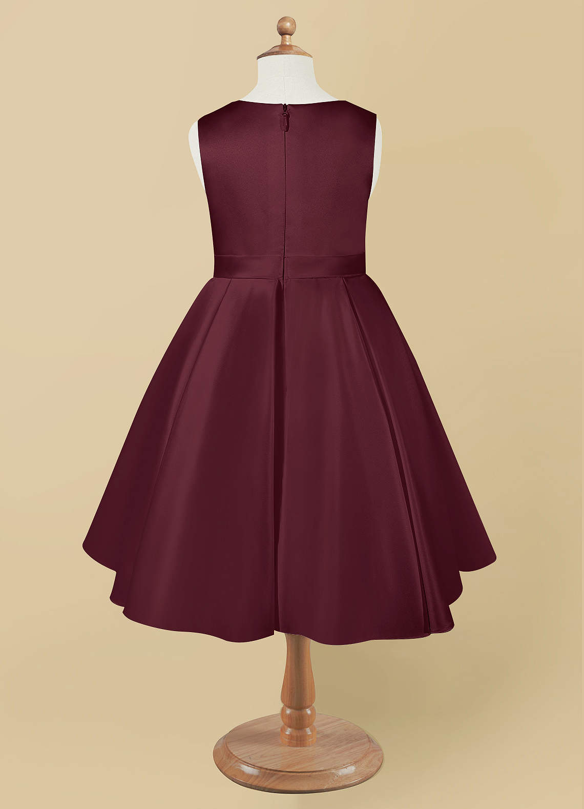 Azazie Coco Flower Girl Dresses Cabernet A-Line Bow Matte Satin Dress image5