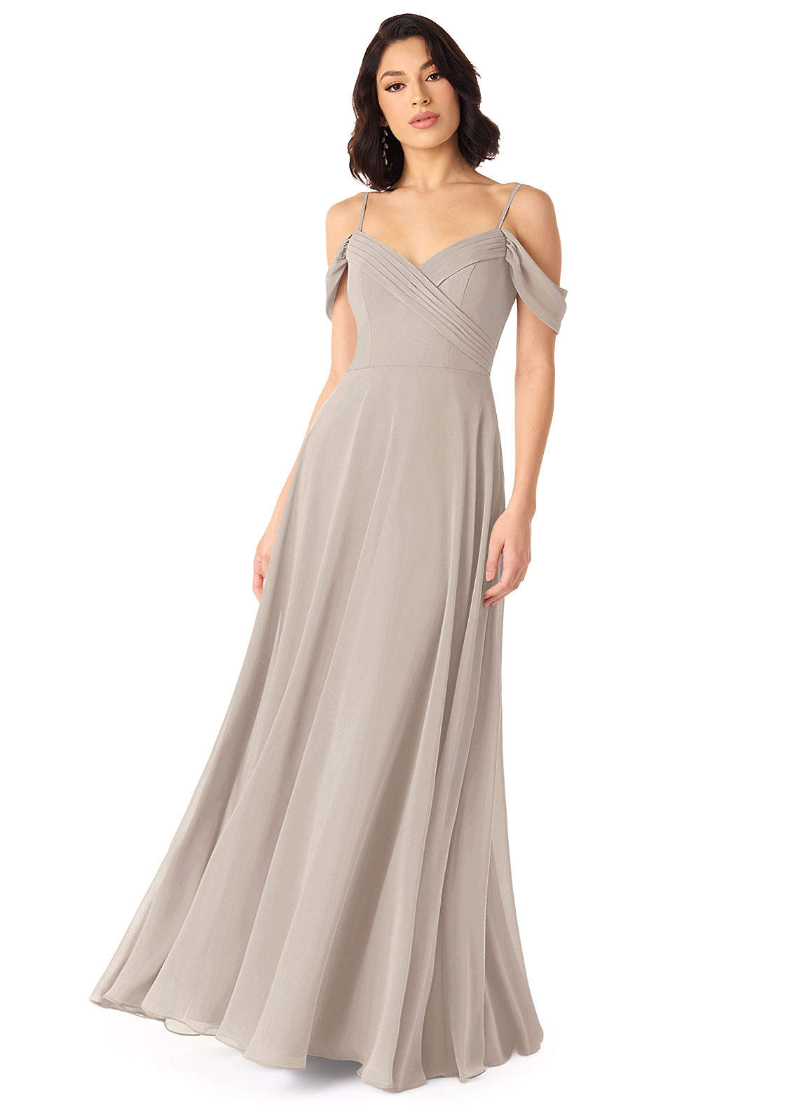 Azazie Tancie Bridesmaid Dresses Frost A-Line Off the Shoulder Chiffon Convertible Dress image1