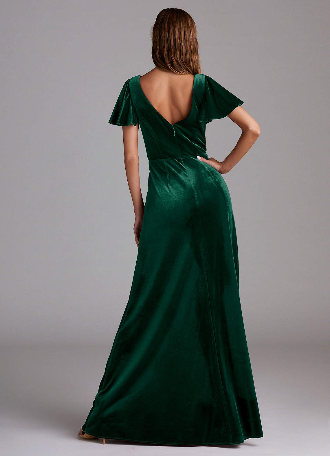 Azazie Soren Bridesmaid Dresses Emerald A-Line Velvet Dress image5