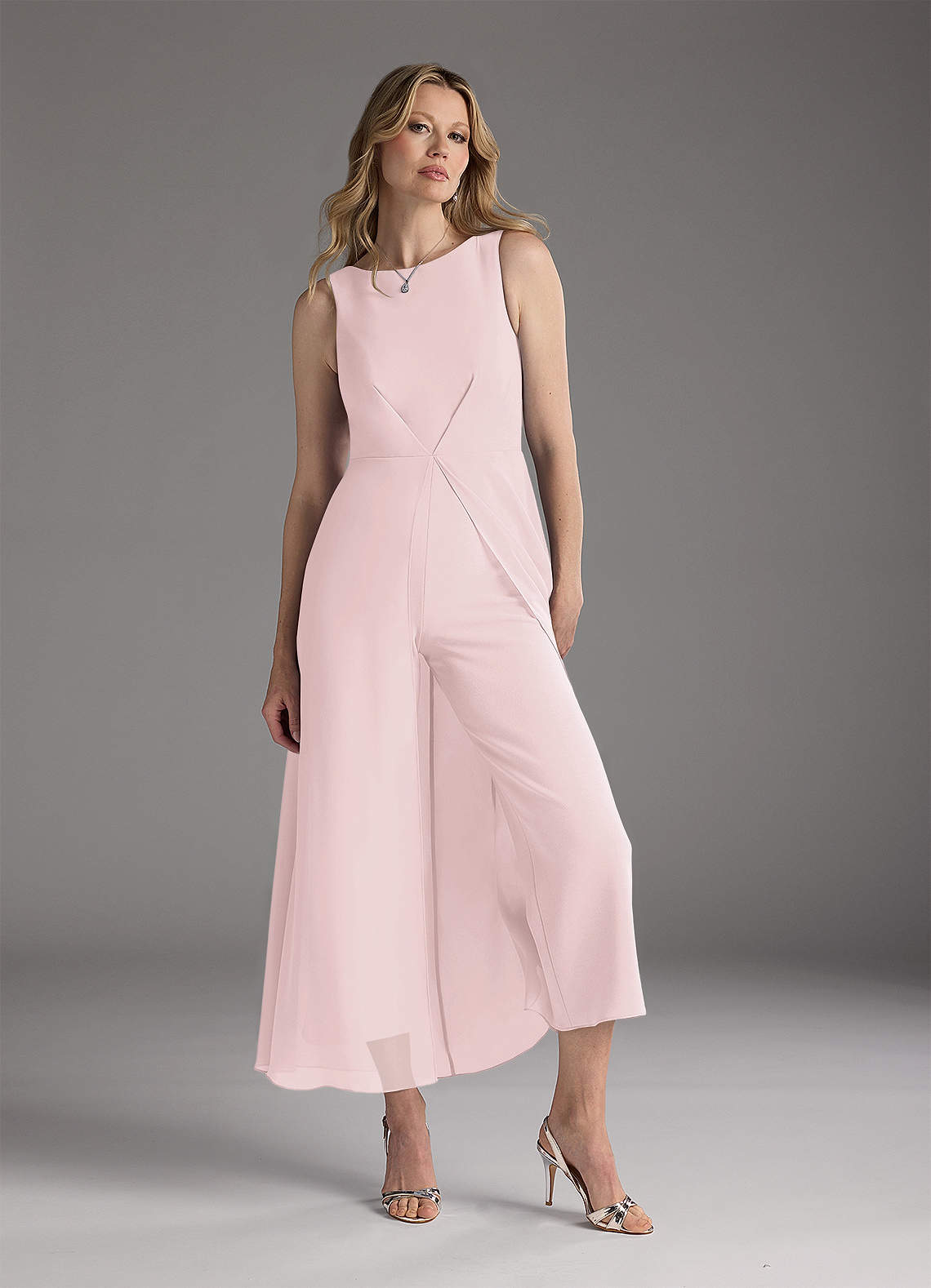 Azazie Anitta Blushing Pink Jumpsuit/Pantsuit Pleated Azazie Anitta Blushing Pink Jumpsuit/Pantsuit Pleated