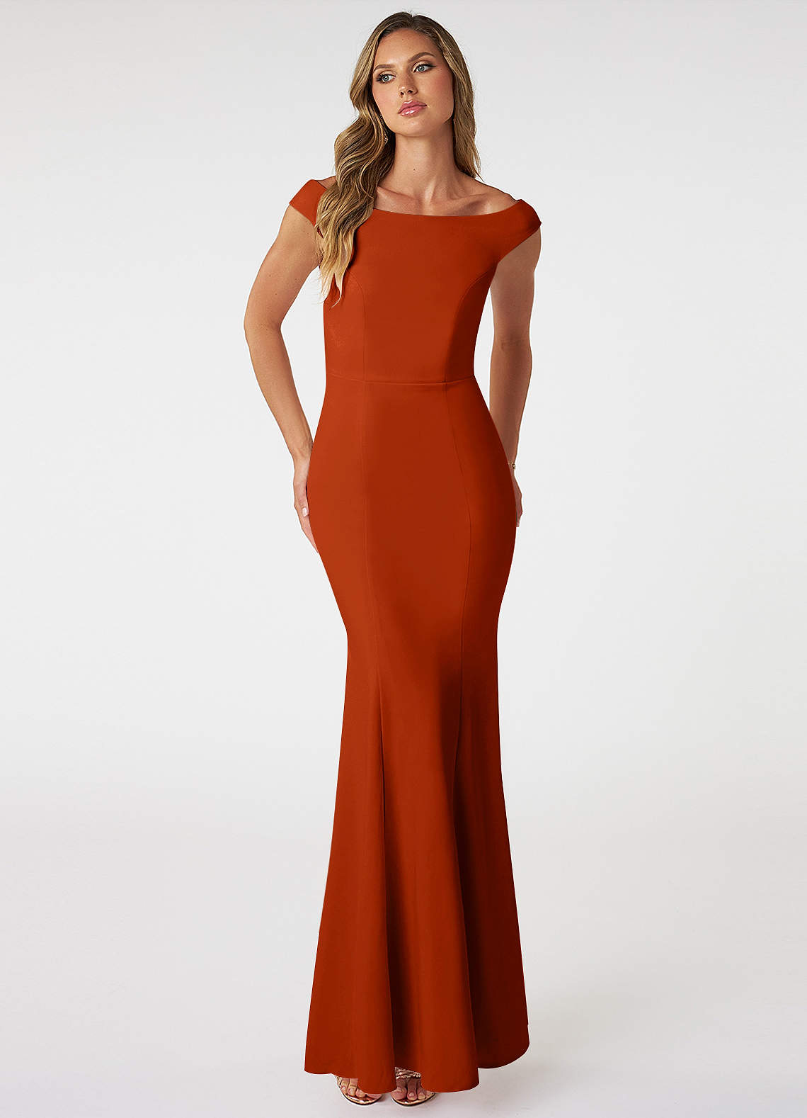 Azazie Nicolina Bridesmaid Dresses Paprika Mermaid Square Neckline Stretch Crepe Dress image1