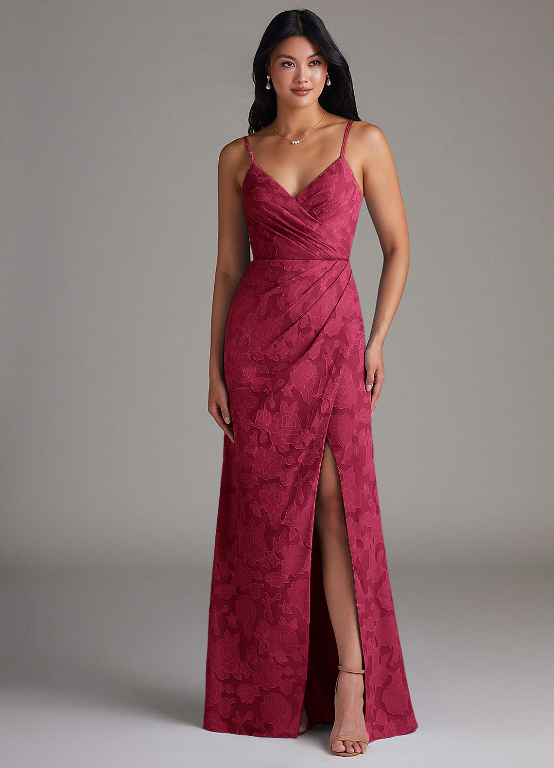 burgundy floral bridesmaid dresses Azazie Maci