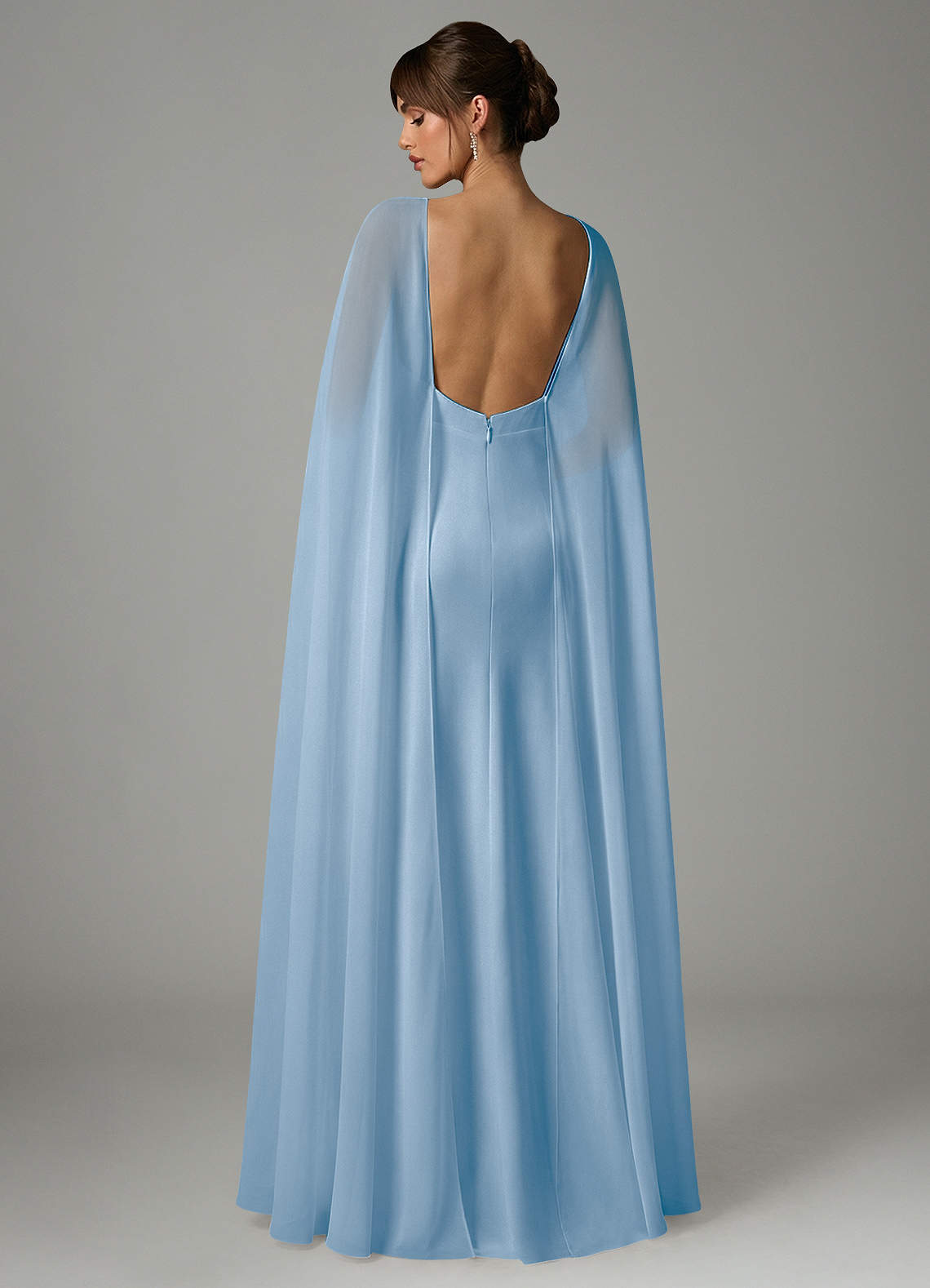 Azazie Stefania Bridesmaid Dresses Powder Blue A-Line Stretch Satin Dress image3