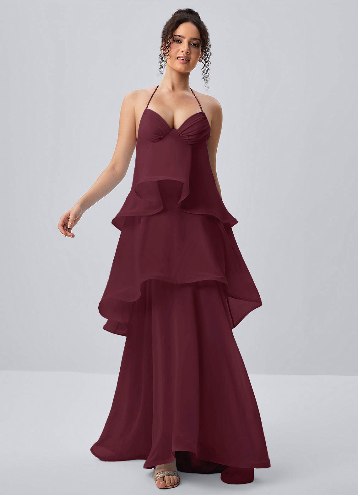 chiffon wine dress Eliaofen Ruffles Maxi Women's High Neck Balloon Kid Size:12-18M SUN 6/14 COCOA COAST Azazie dresses evening party or other