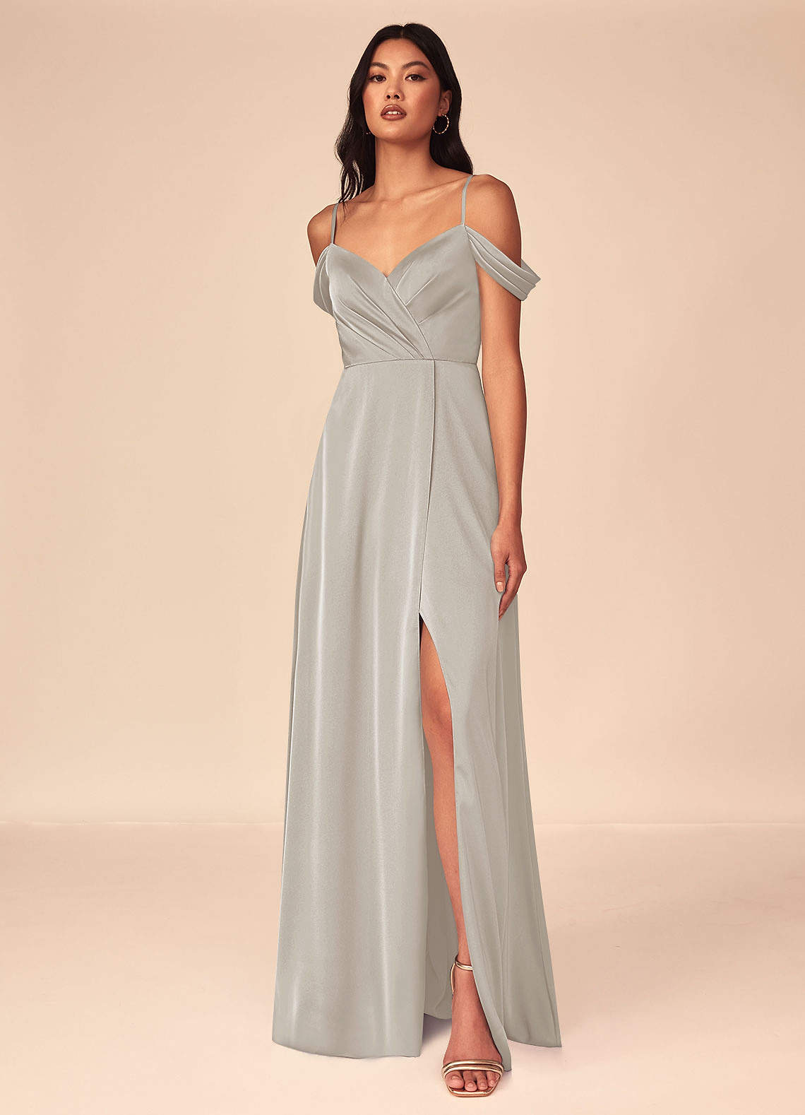 Azazie Ocean Stretch Satin Dress Silver Bridesmaid Dresses | Azazie