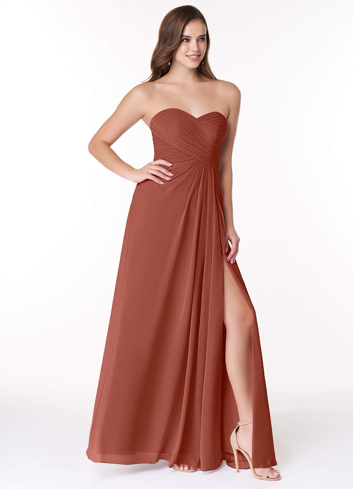 Azazie Arabella Allure Final Sale Desert Rose A-Line Sweetheart Neckline Chiffon Convertible Dress image4