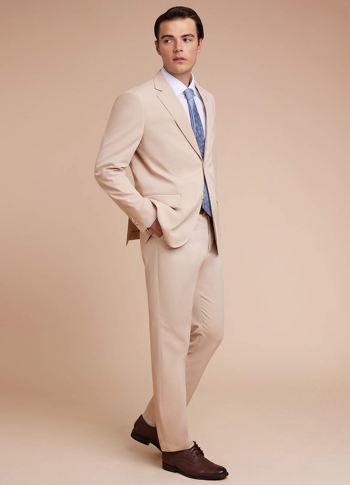 front Carter Tan Cotton Linen Blend Suit Jacket