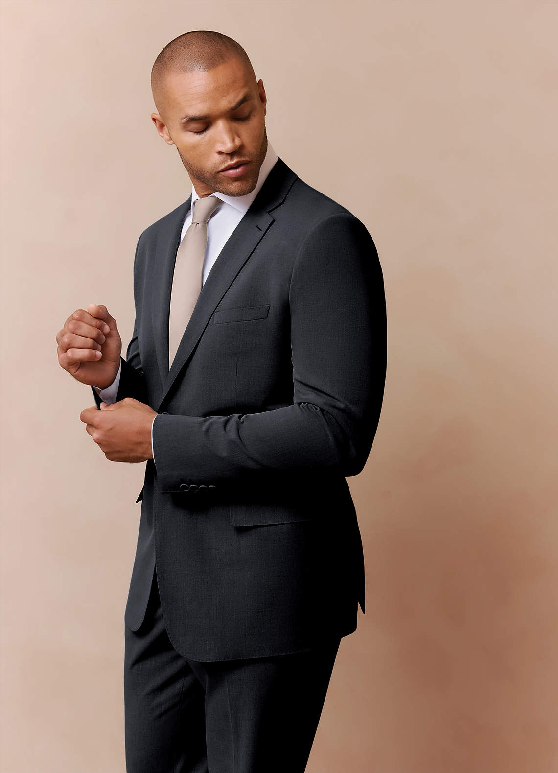 front Savile Charcoal Wool Blend Suit Jacket