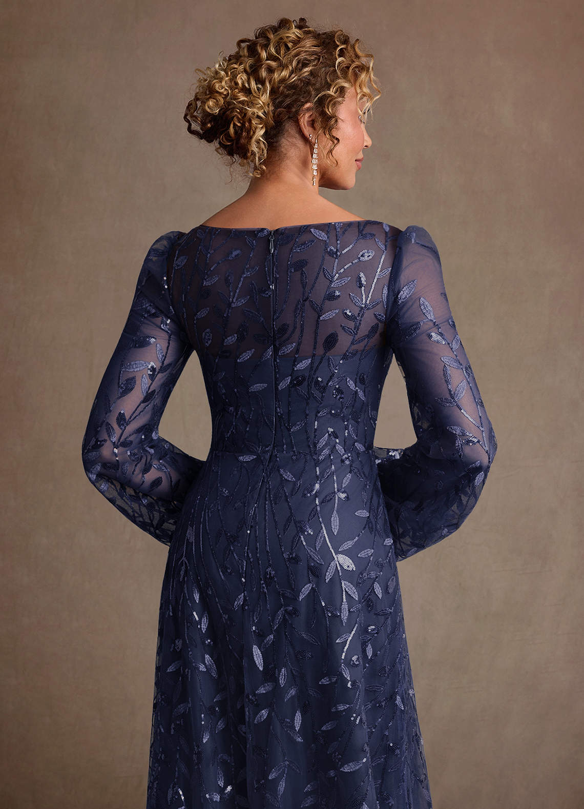 Azazie Mazie Mother of the Bride Dresses Dark Navy A-Line Lace Tulle Dress image5