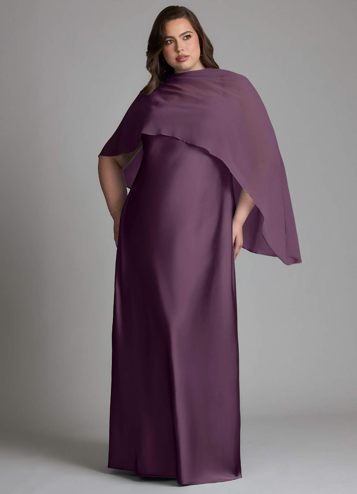 Azazie Jaleesa Bridesmaid Dresses Plum Sheath High Neck Stretch Satin Dress image8