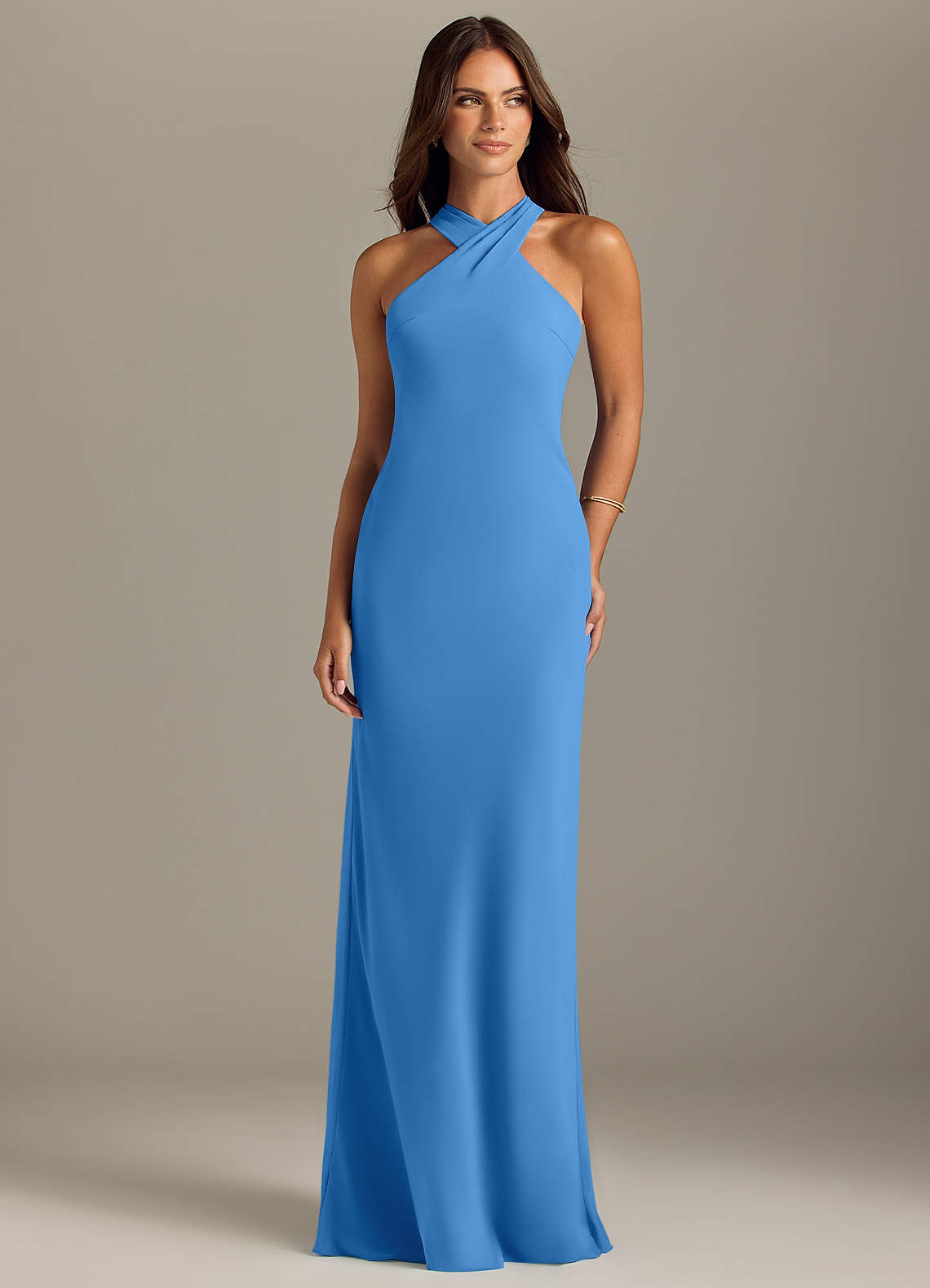 Azazie Doretta Bridesmaid Dresses Blue Jay Mermaid Pleated Chiffon Dress image1