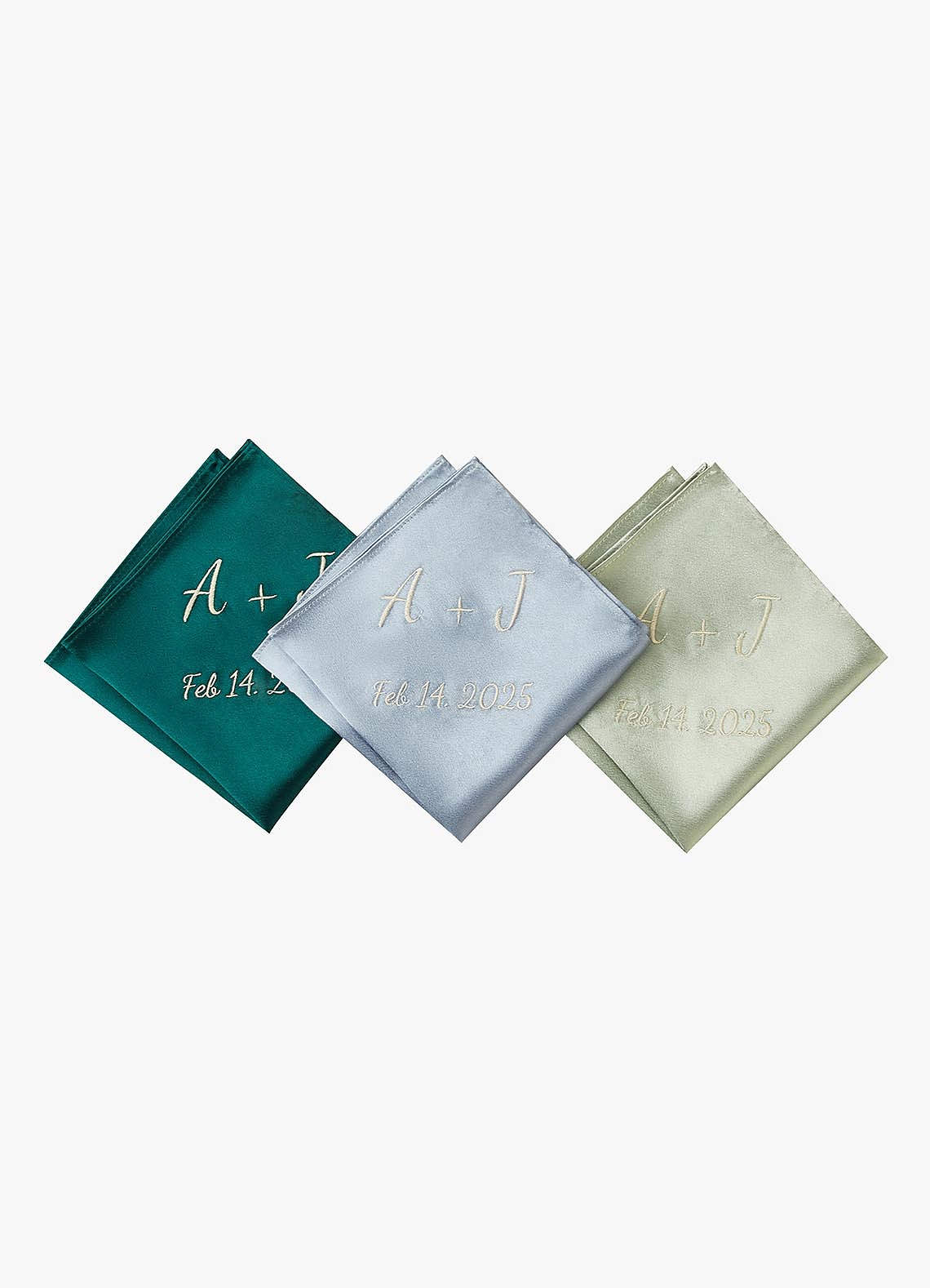 front Personalized Embroidered Metallic Satin Pocket Square