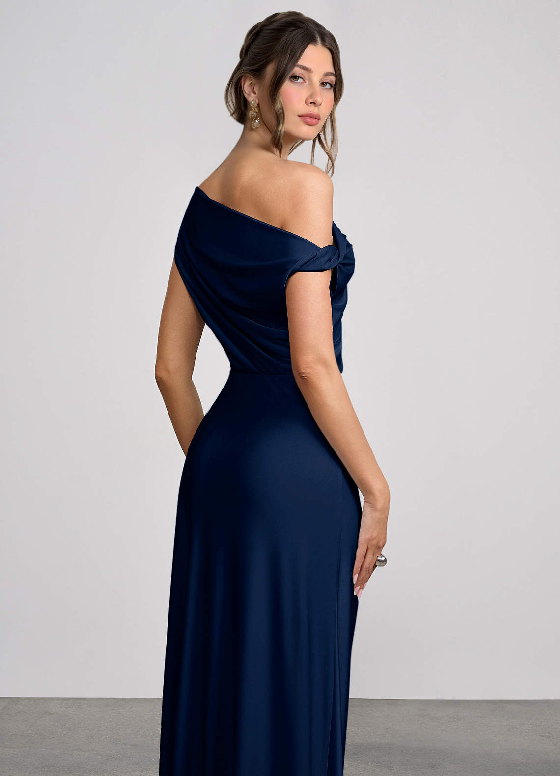 Elowen Navy Stretch Knit Maxi Dress image5