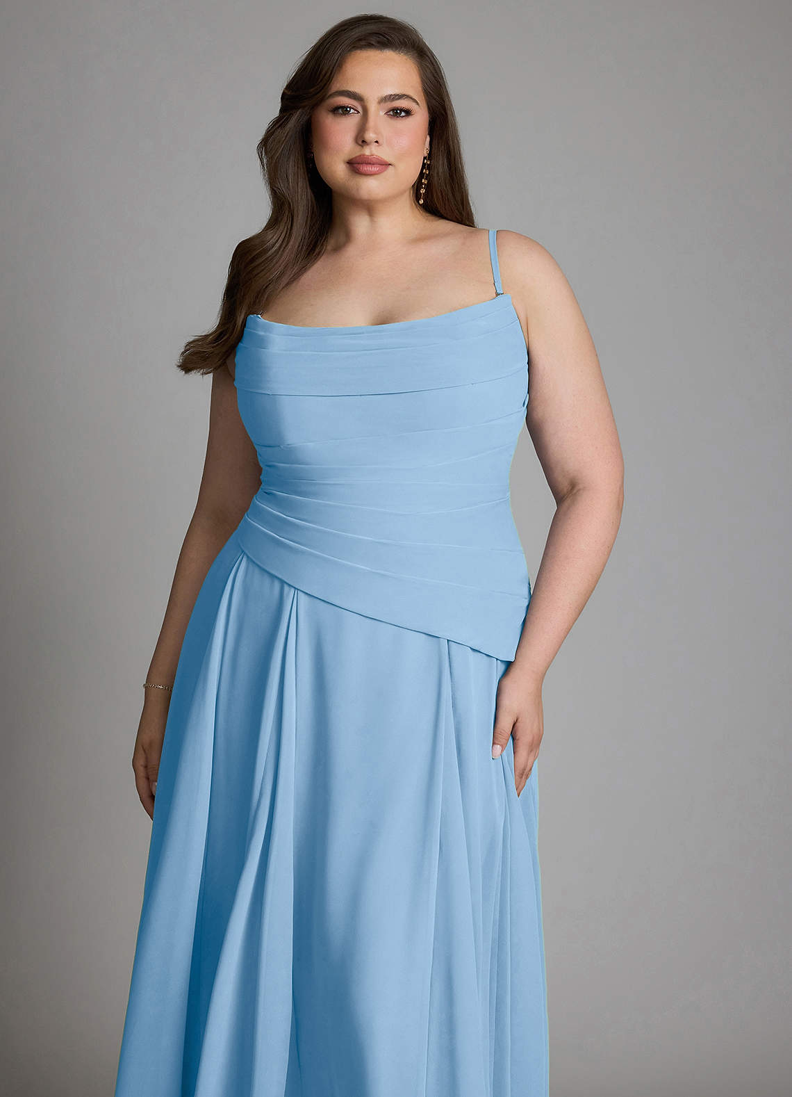 Azazie Gabriela Bridesmaid Dresses Powder Blue A-Line Corset Chiffon Dress image22