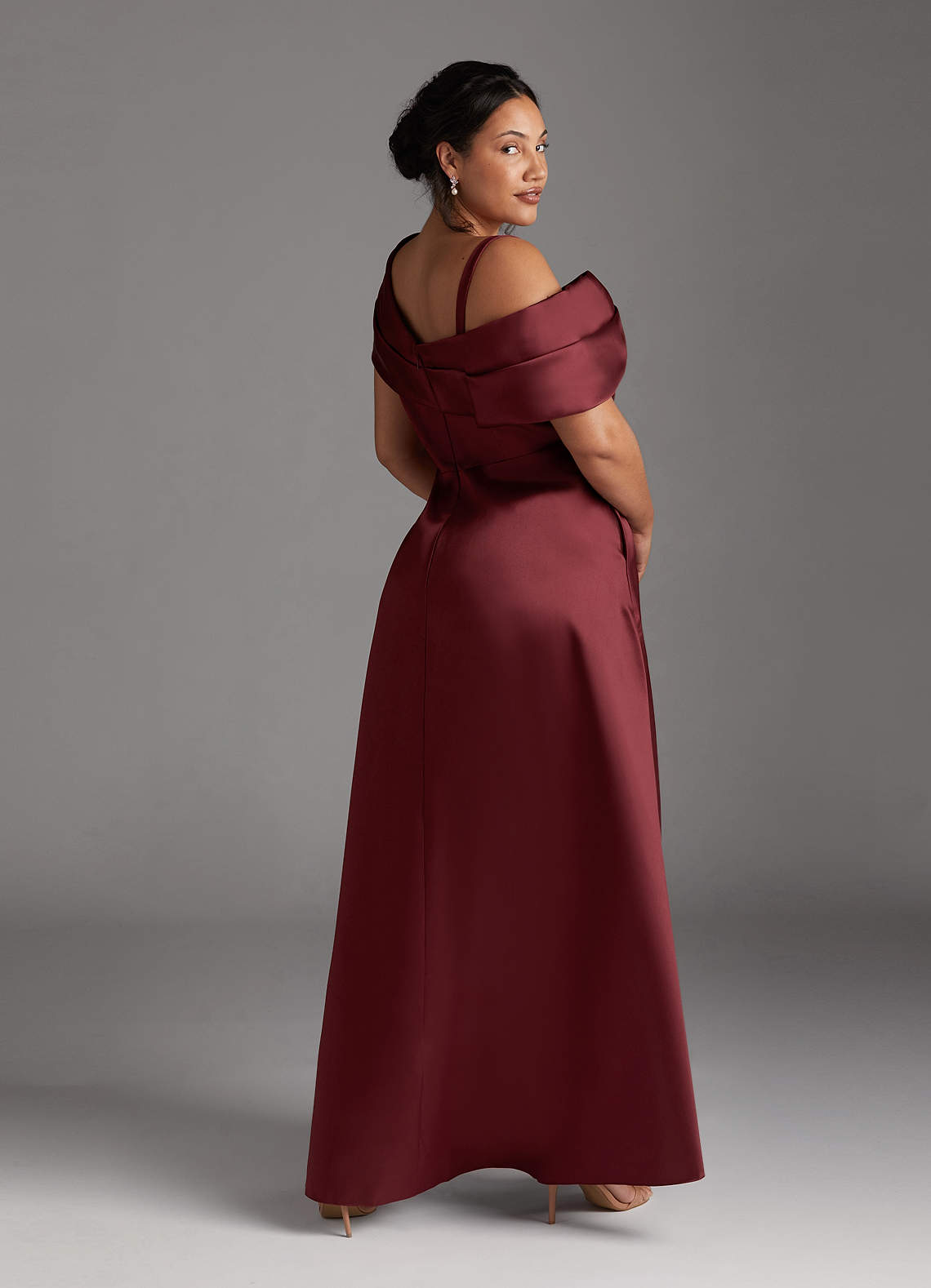 Azazie Marissa Mother of the Bride Dresses Cabernet A-Line Pleated  Mikado Dress image8