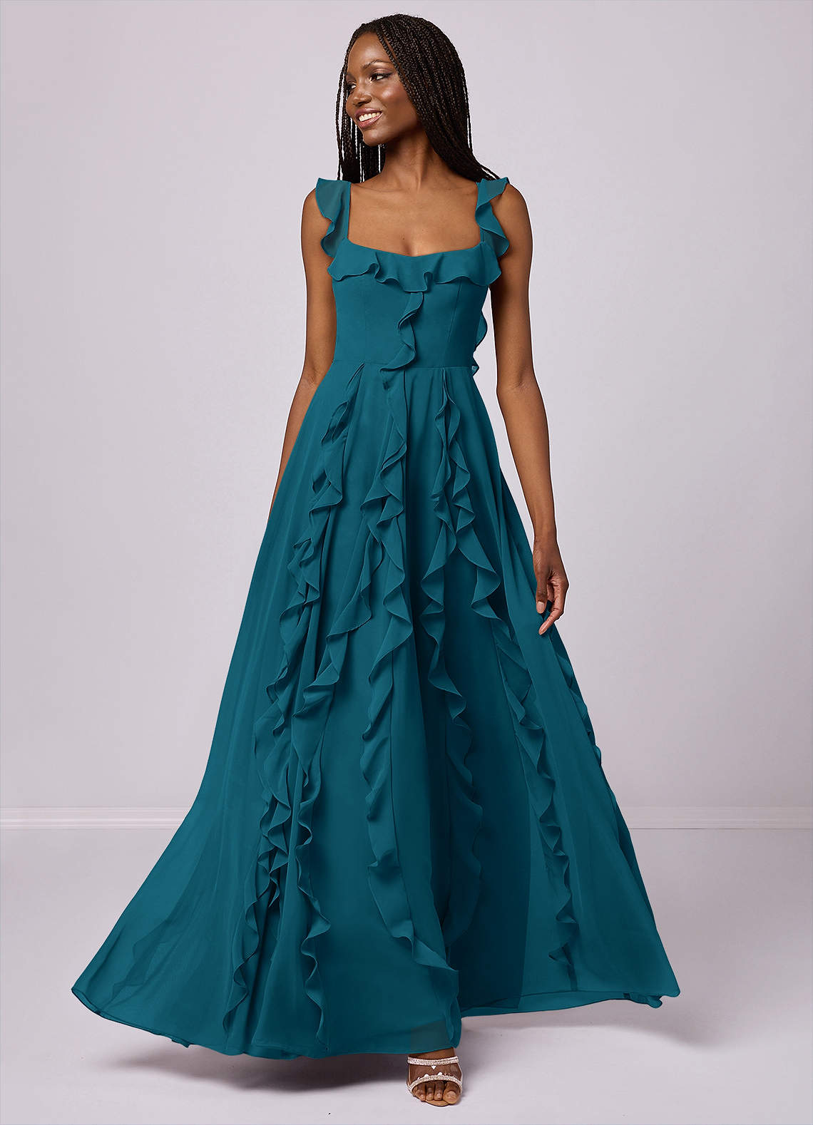 Barbie ♥ Azazie Bridesmaid Dresses Ink Blue A-Line with Pockets Chiffon Dress image1