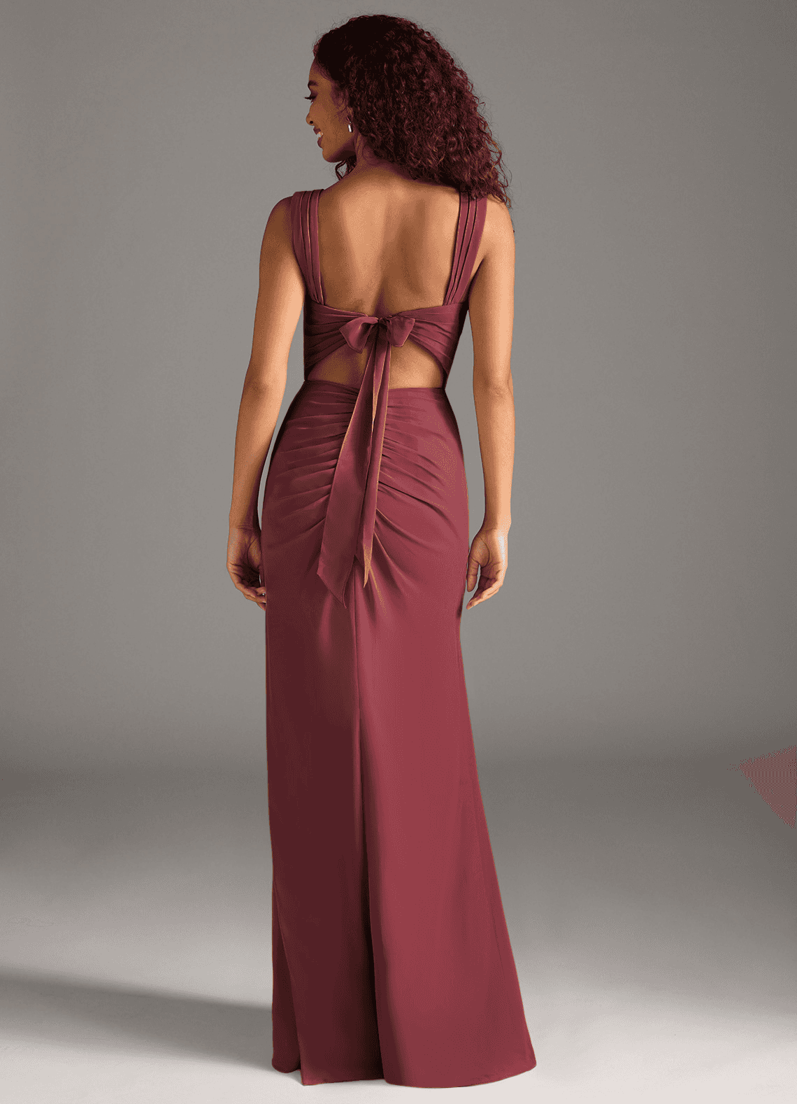 Azazie Jesaphine Bridesmaid Dresses Merlot Sheath Bow Chiffon Dress image7
