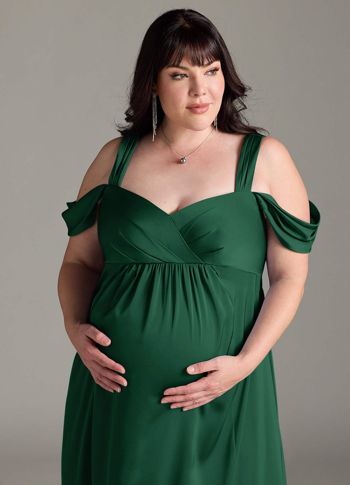 plus size green silk dress Backless Plus Size Satin Maxi Dress In Green main image 0