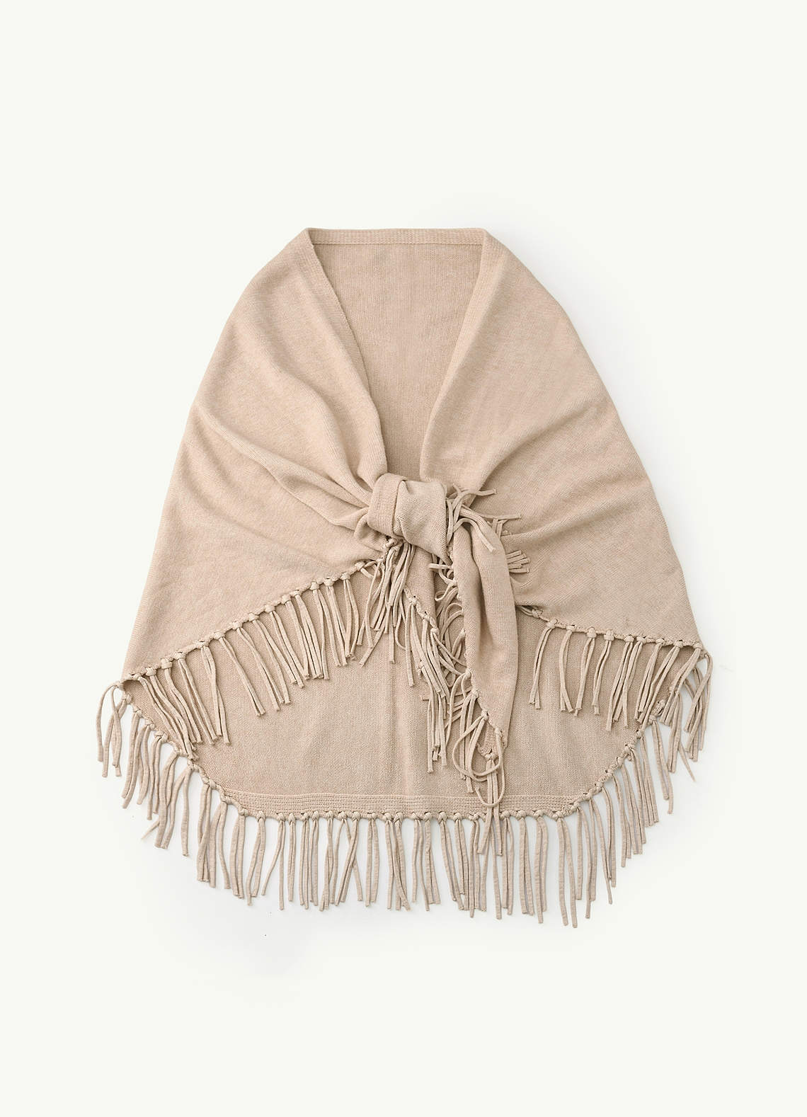 front Multiway Brushed Knit Fringe Shawl