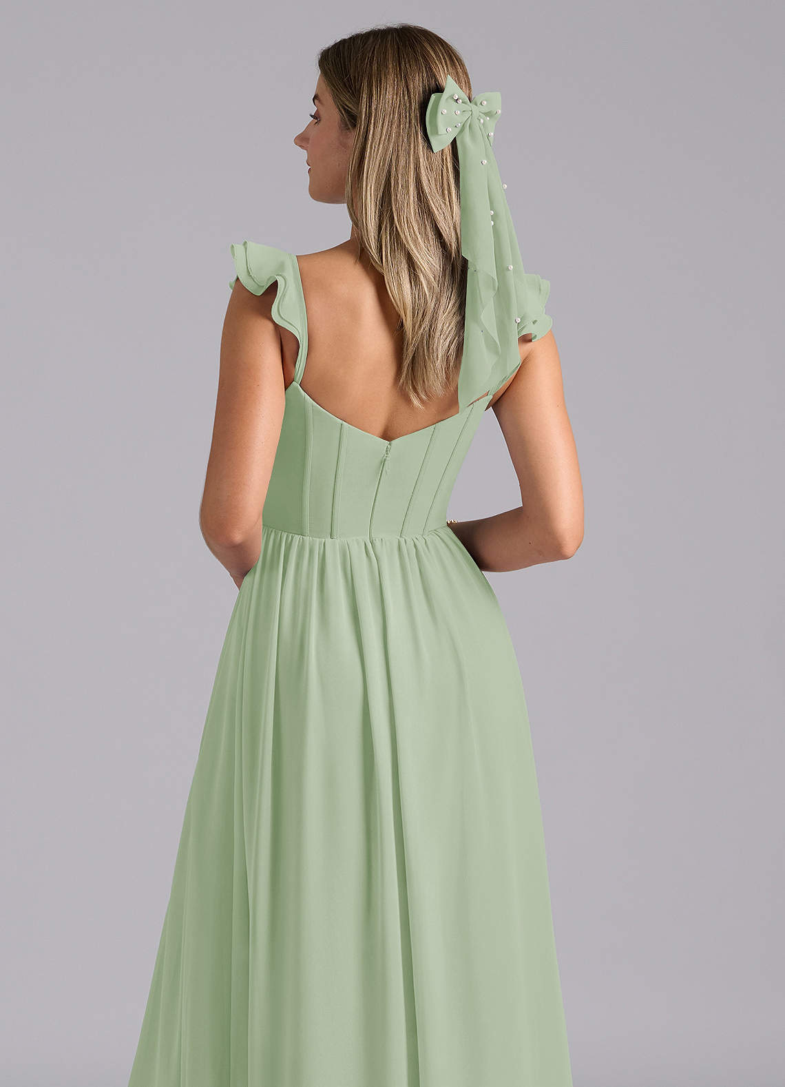 front Grampo de cabelo com laço de pérola