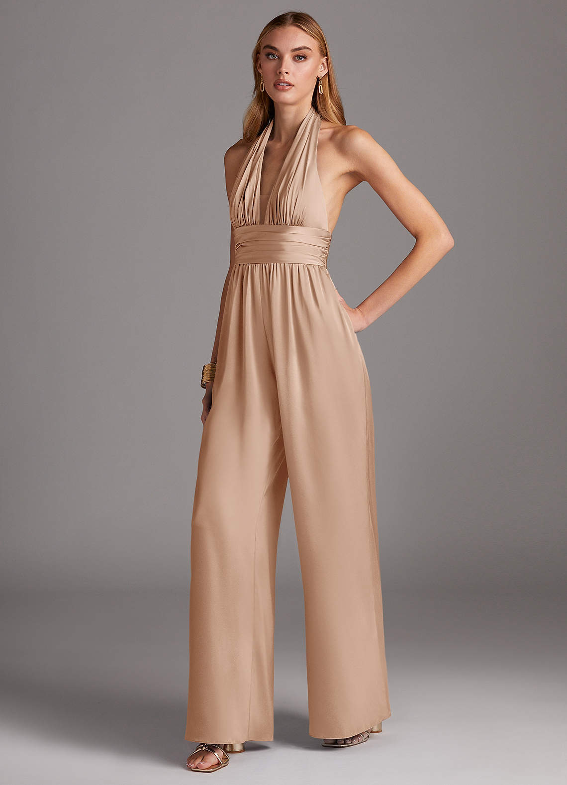 Azazie Oli Brudtärnklänningar Jumpsuit av i Stretch Satin Plisserad image1
