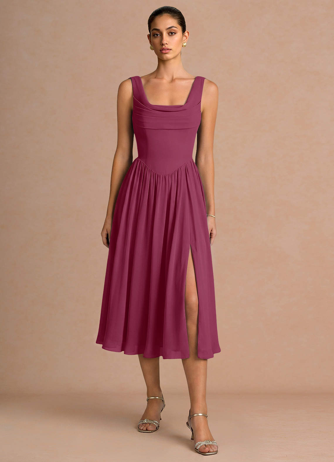 mulberry cocktail dress Mulberry V Neck Ruffled Neckline Short Dress
