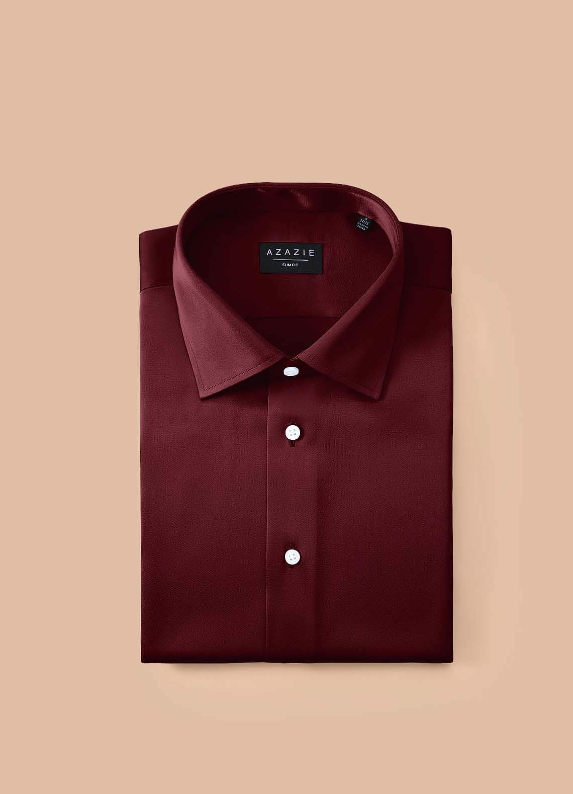 front Julian Cabernet Stretch Satin Dress Shirt