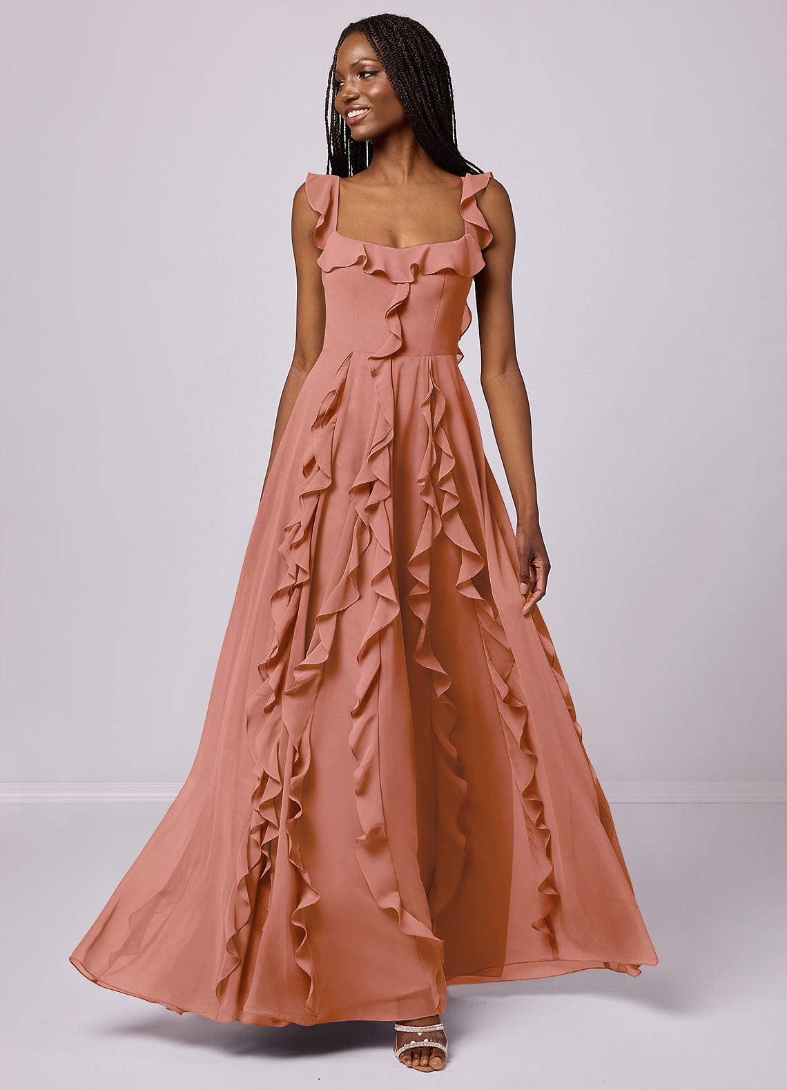 Barbie ♥ Azazie Jurken voor bruidsmeisjes Jurk van Chiffon met A-Lijn met Zakken Meer Gesneden image1