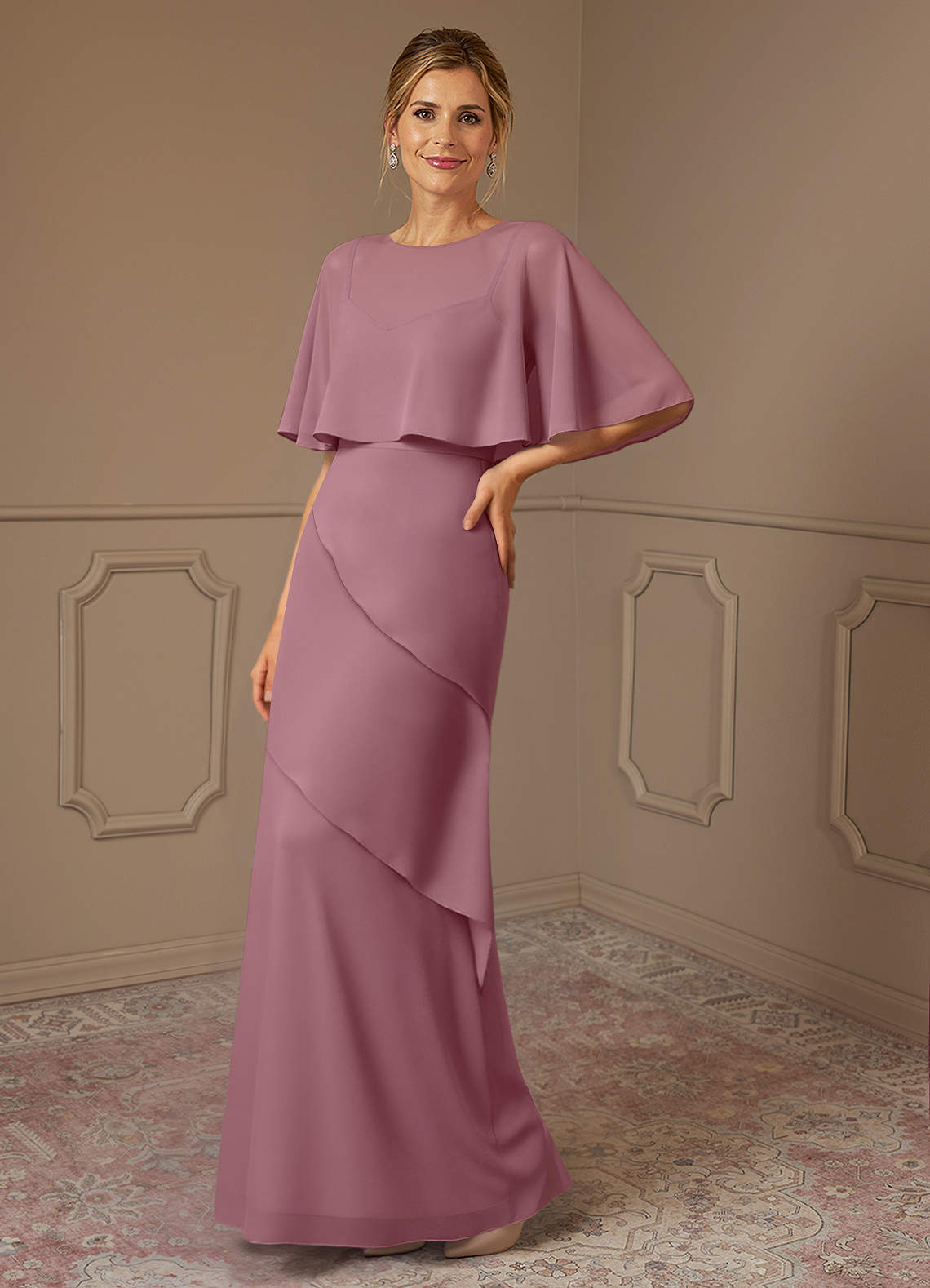 Azazie Bowie Mother of the Bride Dresses Vintage Mauve A-Line Chiffon Dress image1