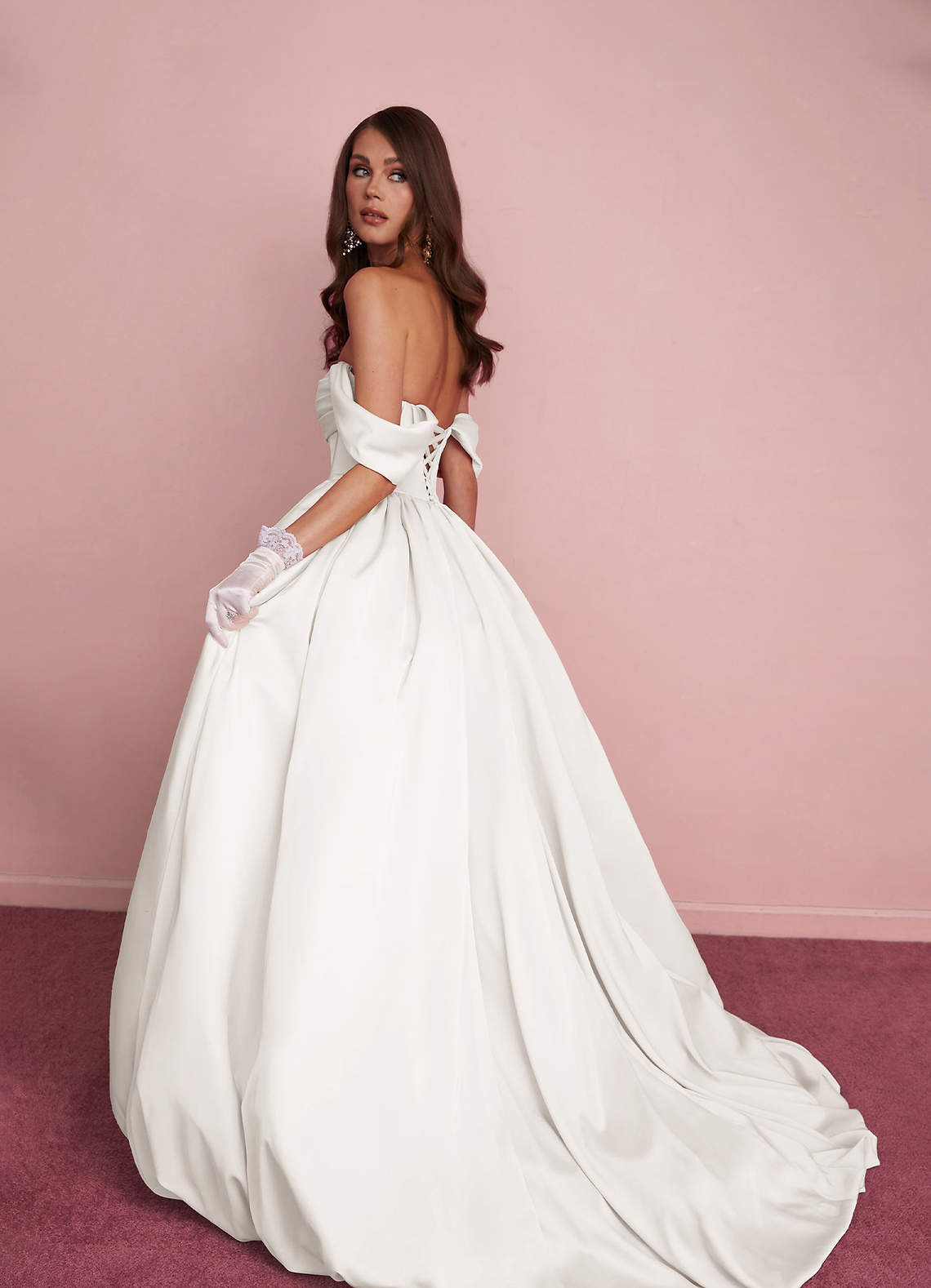 Barbie ♥ Azazie Wedding Dresses Cowl Corset Bubble High-Low Stretch Satin Gown image2