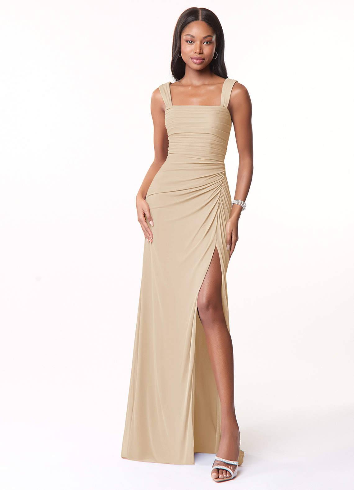 Azazie Jesaphine Champagne Bridesmaid Dresses | Azazie