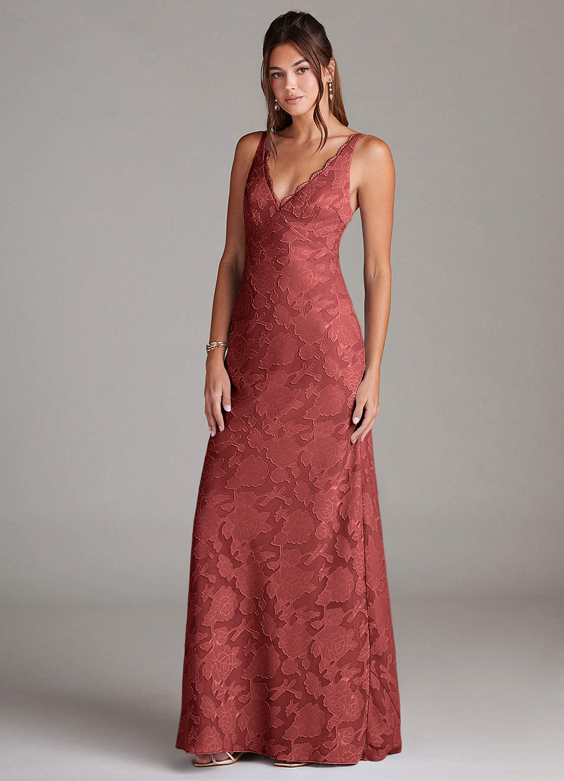 bridesmaid dresses for lace wedding dress Azazie Tianna Terracotta Floral Burnout Picture Color Guantes Size:S - Preorder File:JAN1 Uniforms Insignia Navies White bridesmaid